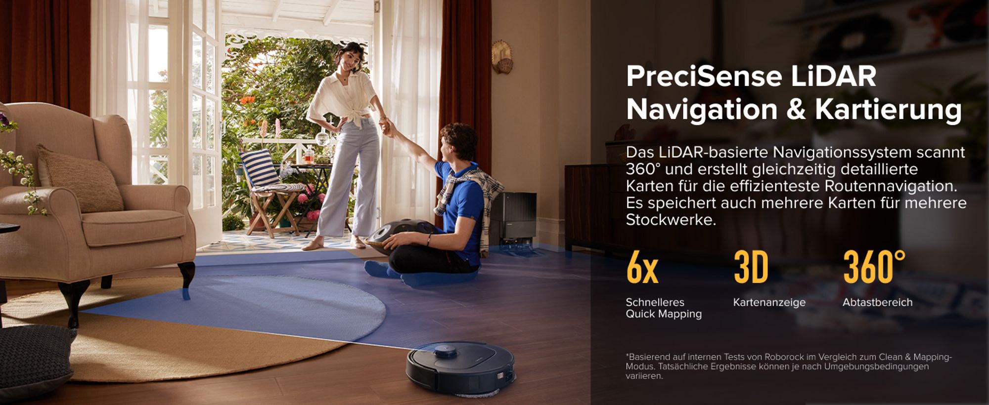 Roborock QV 35S Staubsauger Roboter, 10.000Pa Saugroboter (Upgrade von Qrevo Plus), Anti-Tangle-Bürsten, Anhebbare Schleudermopps (Schwarz)