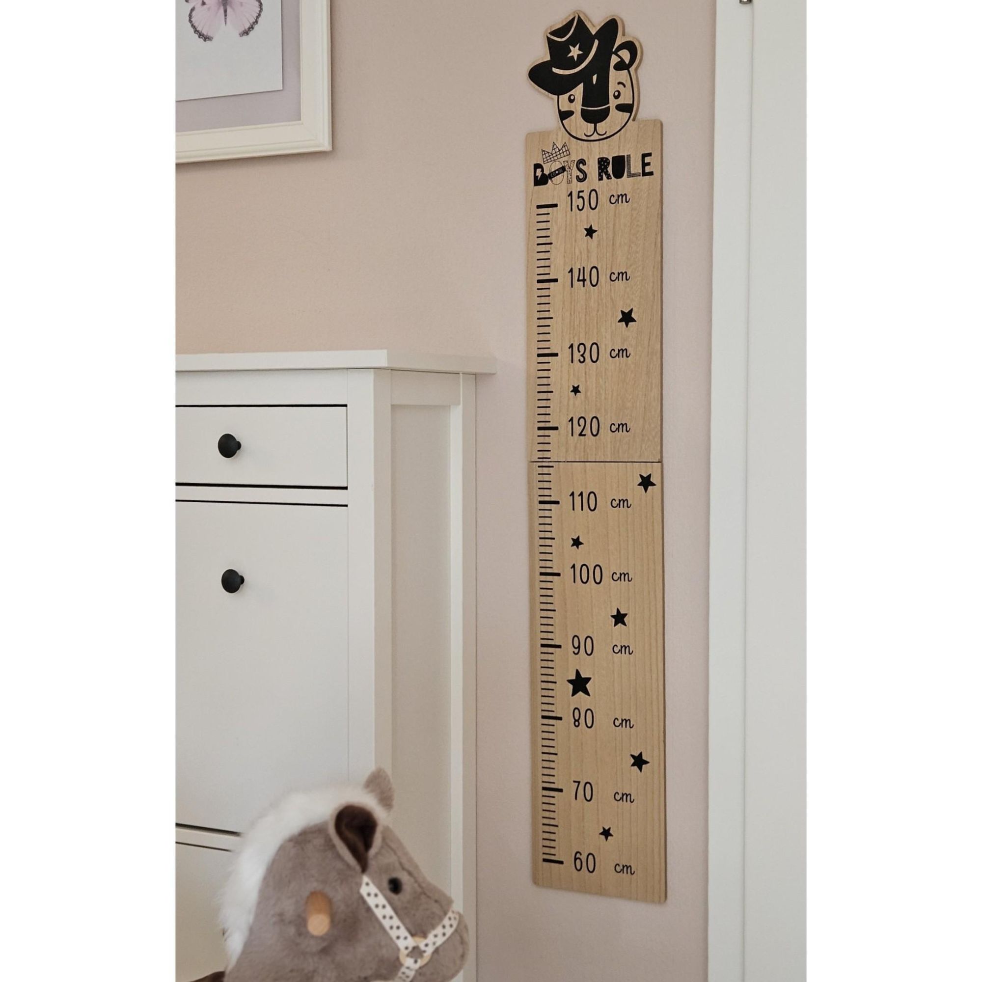 Messlatte Kinder Holz 60-150 cm Größenmesser Jungen und Mädchen Tiger