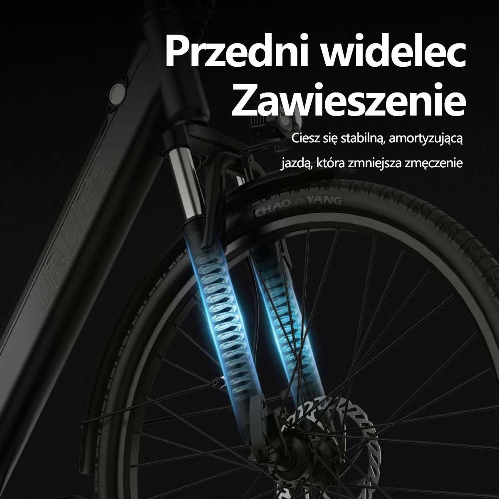 Rower Elektryczny URLIFE E26 - silnik 250 W akumulator 48V10.4Ah opony 26 cali hamulce tarczowe - Czarny