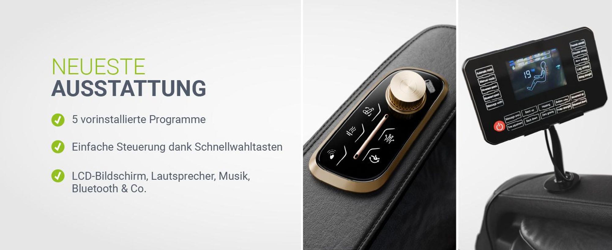 Juskys Massagesessel Naxos, elektronisch, Bluetooth & Heizung – Schwarz