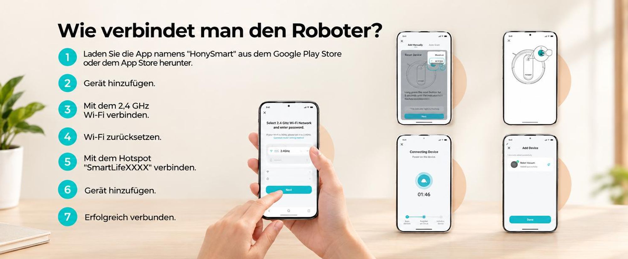 Airzeen Saugroboter mit Wischfunktion , 3in1 Roboterstaubsauger 8000Pa Starke Saugleistung Leiser Roboter-Staubsauger, App/WiFi, 120 Min Laufzeit
