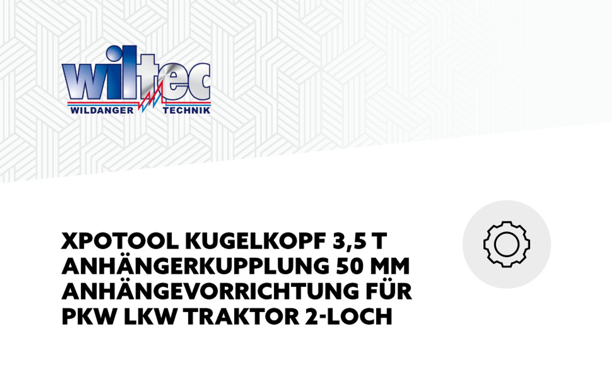 Wiltec Anhängerkupplung mit 50 mm Kugelkopf, 3,5 t Zugkraft, Anhängevorrichtung aus Gussstahl für Pkw Lkw Traktor, 2 Loch Anschraubplatte
