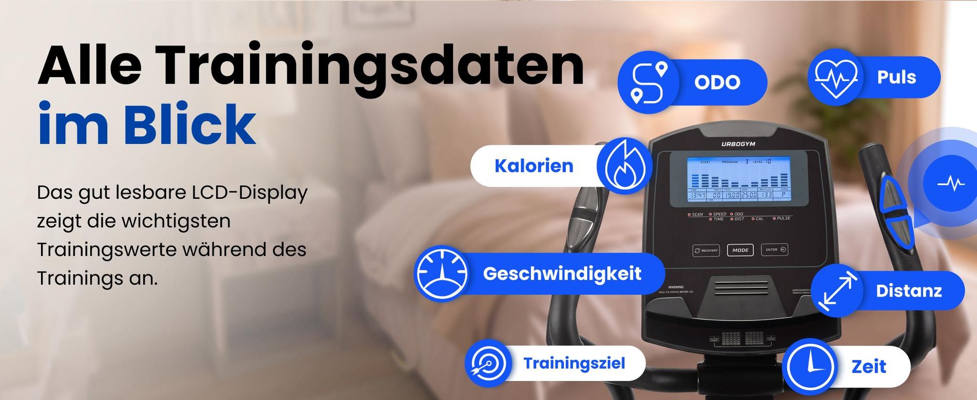 URBOGYM THOR Crosstrainer – 7-kg-Schwungrad, 8 Widerstandsstufen, bis 150 kg