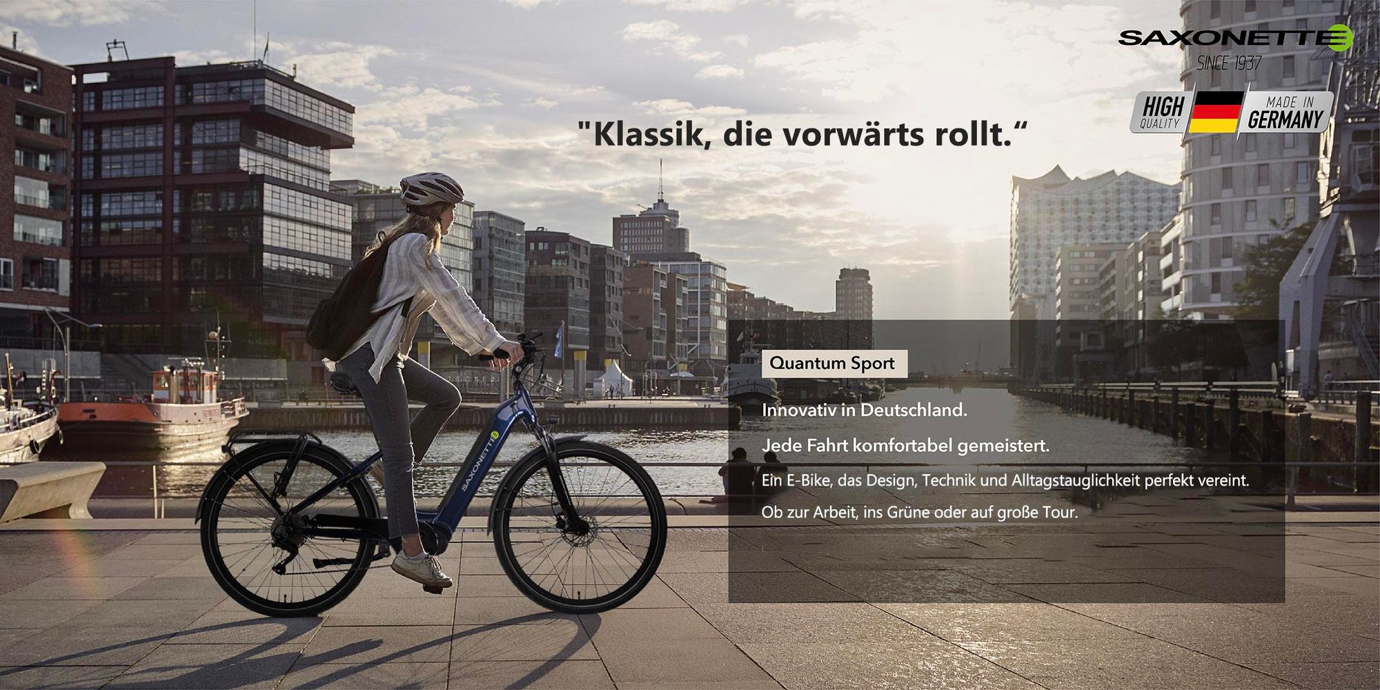 Saxonette E-Bike Mittelmotor mit 8 Gang Shimano Nabenschaltung StVZO Elektrofahrrad Pedelec Quantum Sport (Diamand) Rahmenhöhe 48 cm