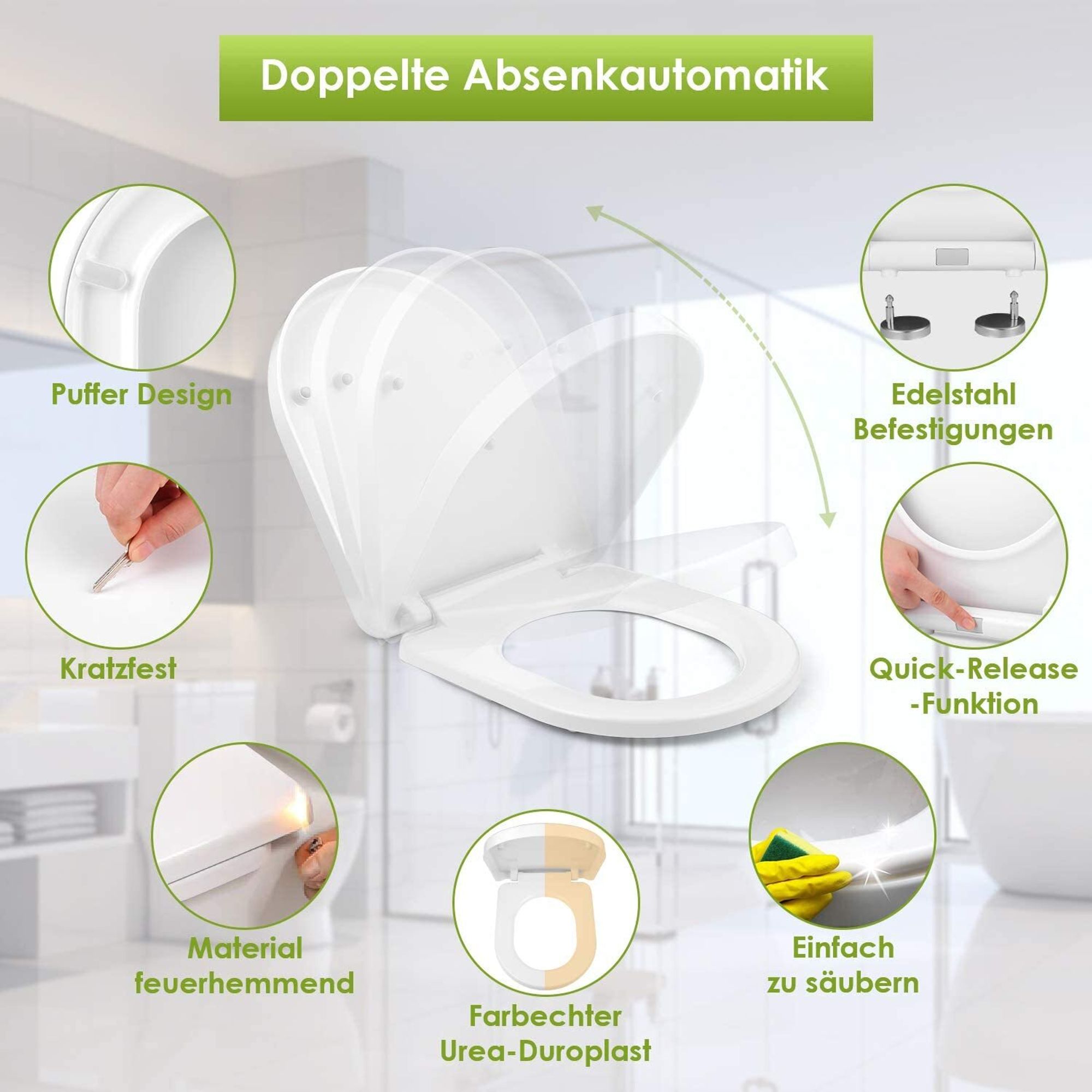 Toilettensitz von oben montieren: Schrauben lösen, Deckel einsetzen, festziehen.