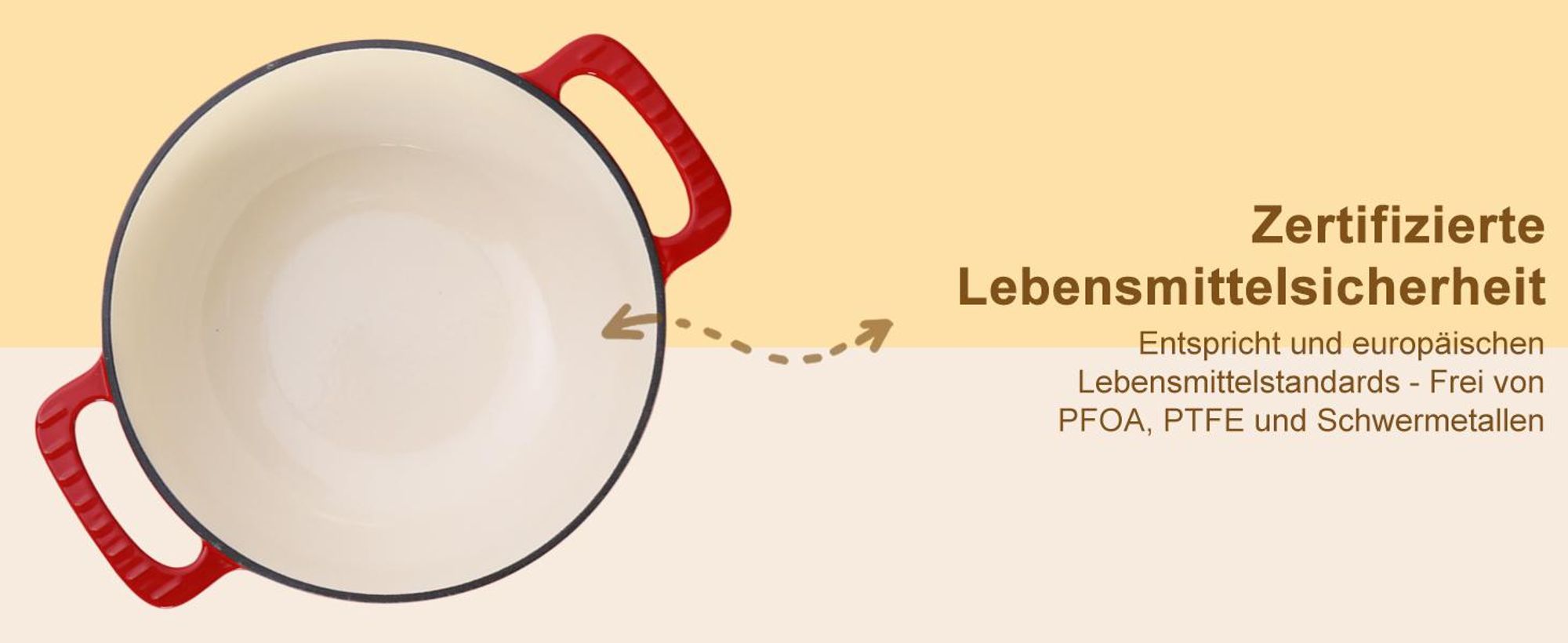 FCH Gusseisen Topf 26cm - 6QT-5.5L Emaille Bräter mit Deckel backofengeeignet - für Küche Backen Schmoren Braten (Rot)