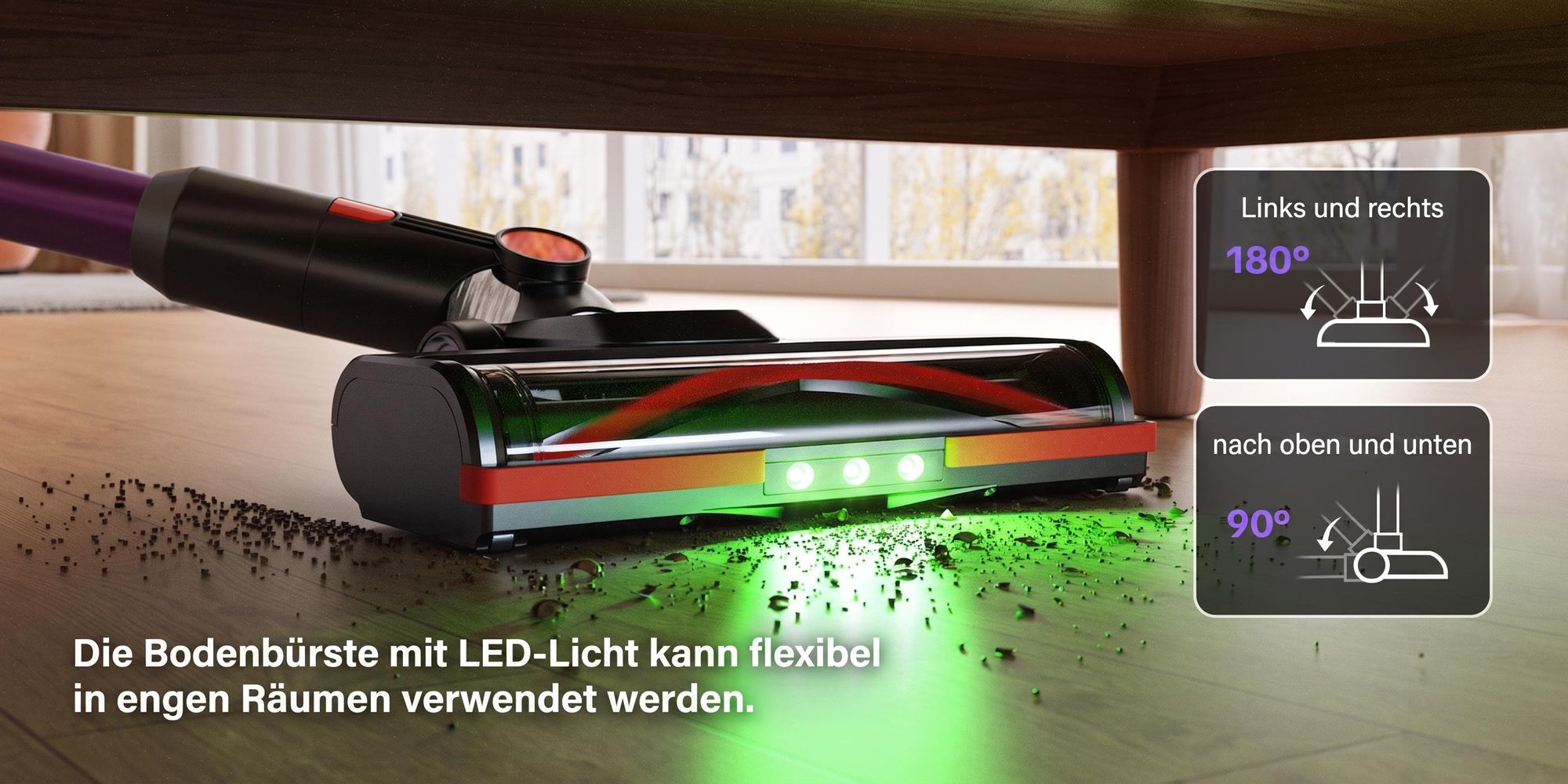 Lubluelu X1000 Akku Staubsauger 27000Pa Kabellos 60Min Laufzeit Automatische Staubaufnahme 6-Fach Filtersystem Anti-Haar-Verwicklung für Hartboden