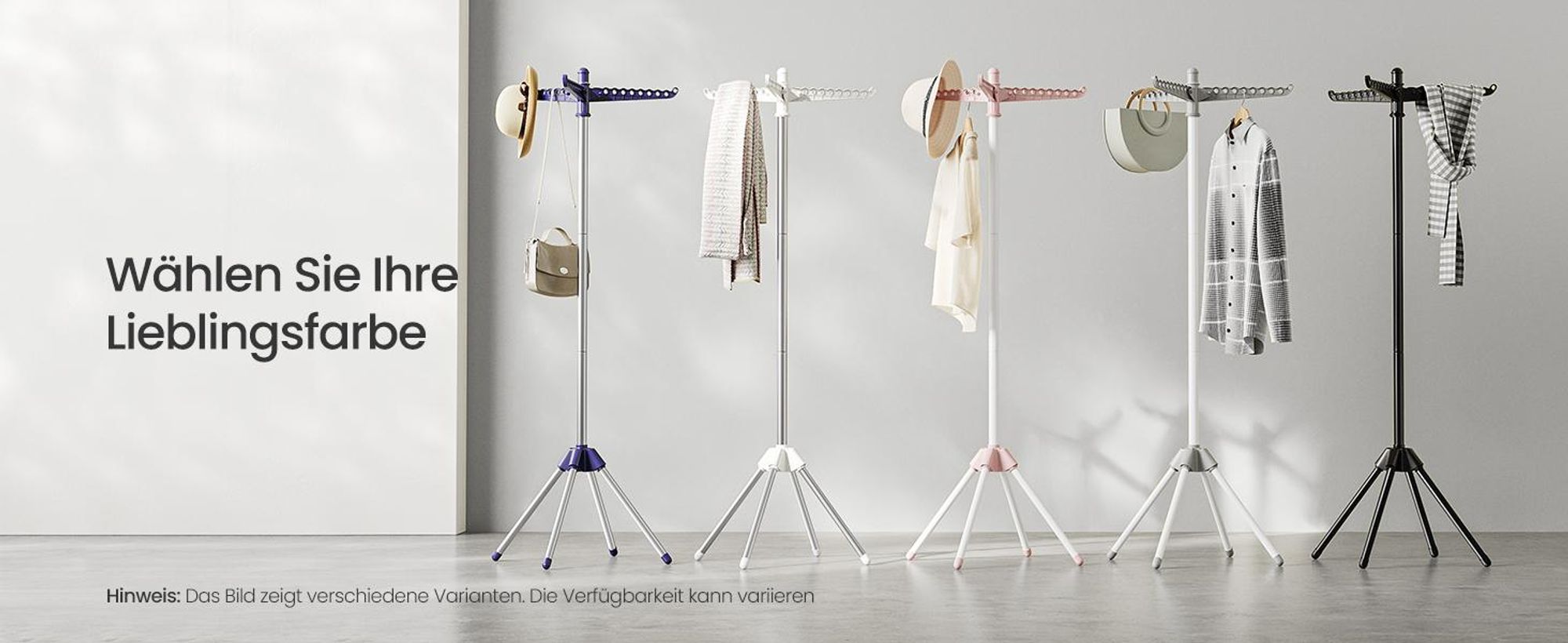 SONGMICS Wäscheständer, Standtrockner, 3 drehbare Armen für Kleiderbügel, 4 Beine, Edelstahl