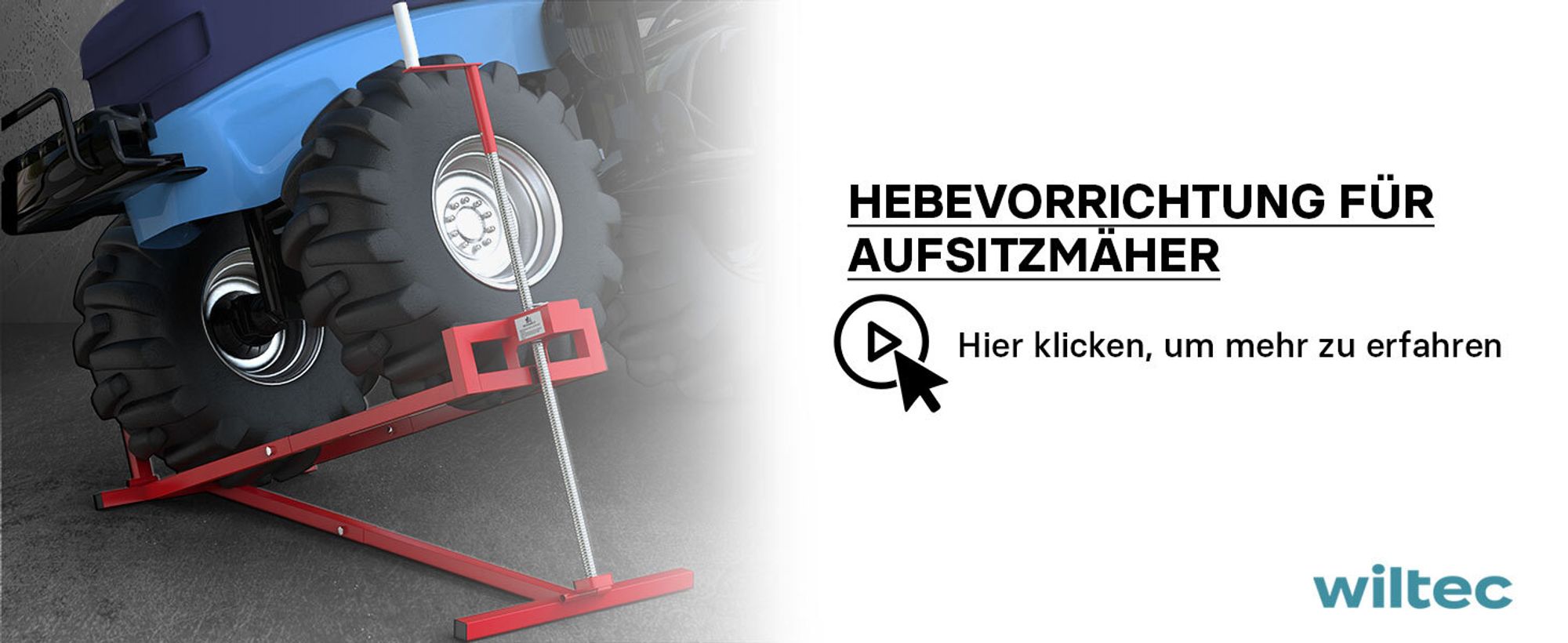 Wiltec Hebevorrichtung für Aufsitzmäher Rasentraktor – bis max 400 kg – 1140 x 495 x 1030 mm – aus Stahl – Lifter als Reinigungshilfe