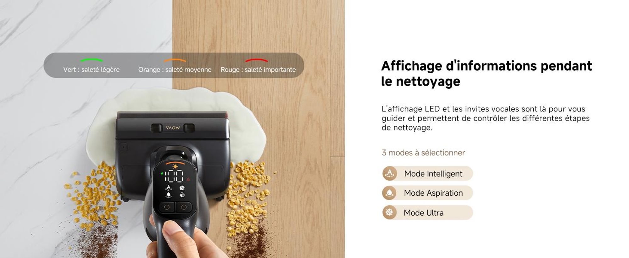 MOVA M10 Aspirateur laveur, ultra-léger 0,9 kg, design plat 180° avec rotation 90°, brosse double anti-enchevêtrement, puissance 18 kPa