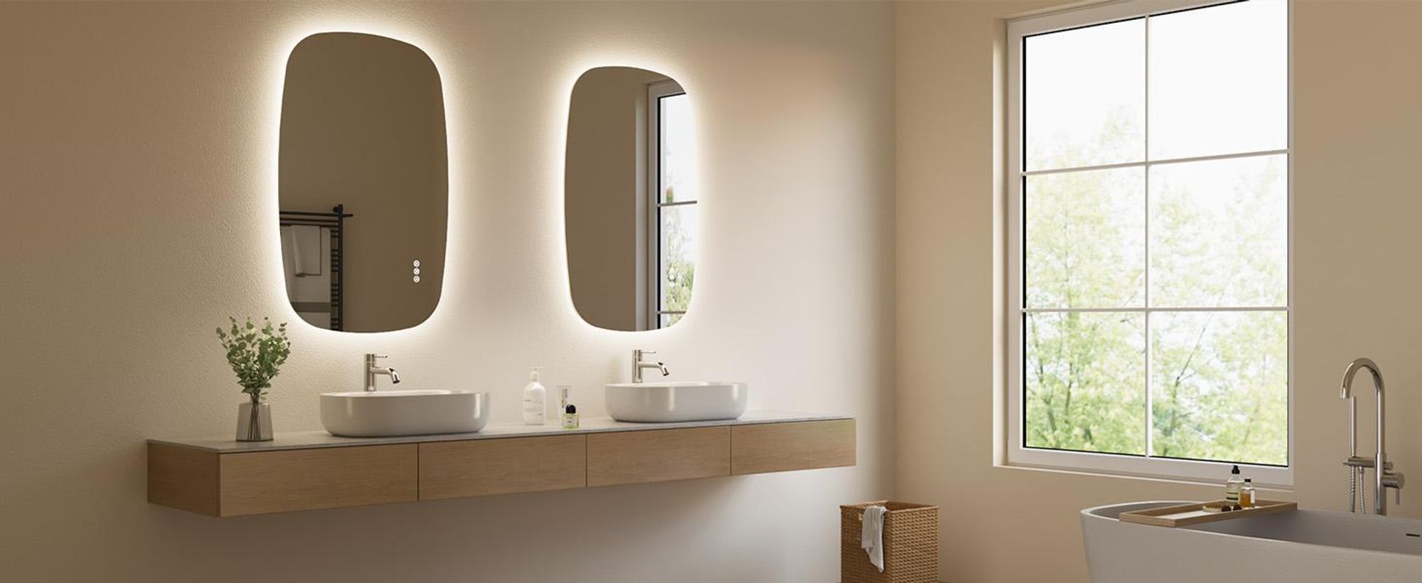 S'AFIELINA 80×50 cm Badspiegel mit Beleuchtung Oval LED spiegel mit Touch-Schalter, Dimmbar 3 Lichtfarbe Einstellbare, Beschlagfrei, Memory-Funktion