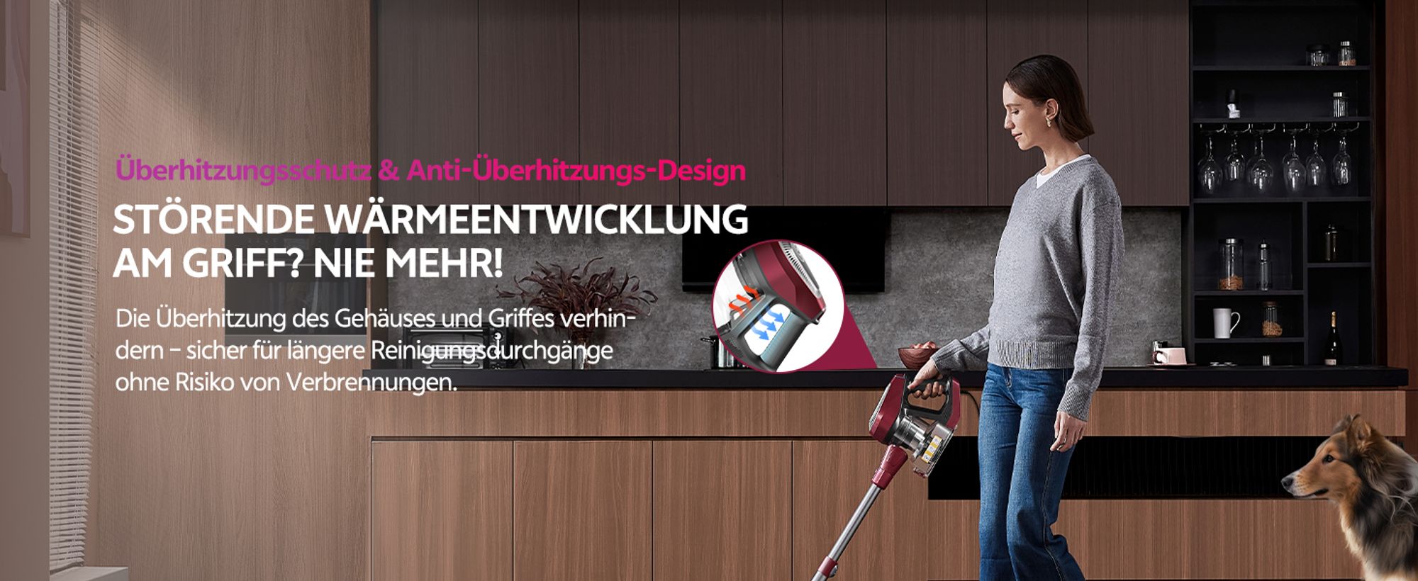 Vactidy C8 Staubsauger mit Kabel 7m/60kPa/600W Handstaubsauger 1,5L Beutelloser Staubbehälter, Antiverhedderungs-Bürste für Böden Teppiche Tierhaare