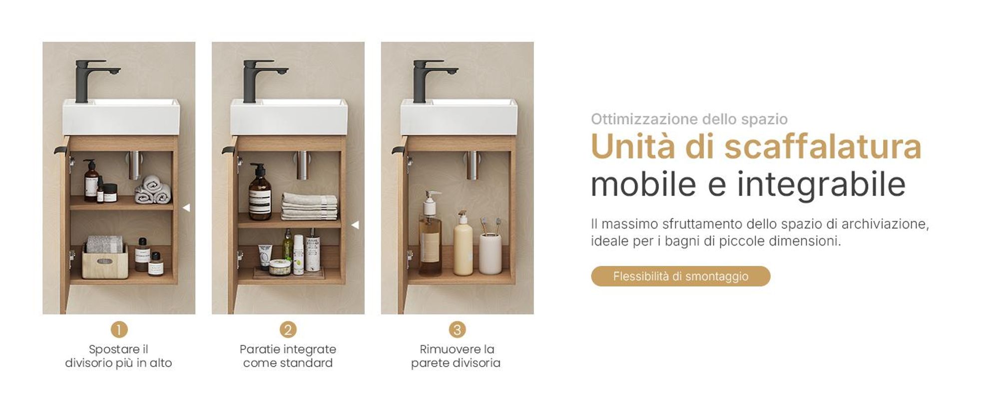 Set lavabo EMKE Mobiletto con lavabo in ceramica 417×240×646 mm sospeso, chiusura soft-close, rovere Sonoma