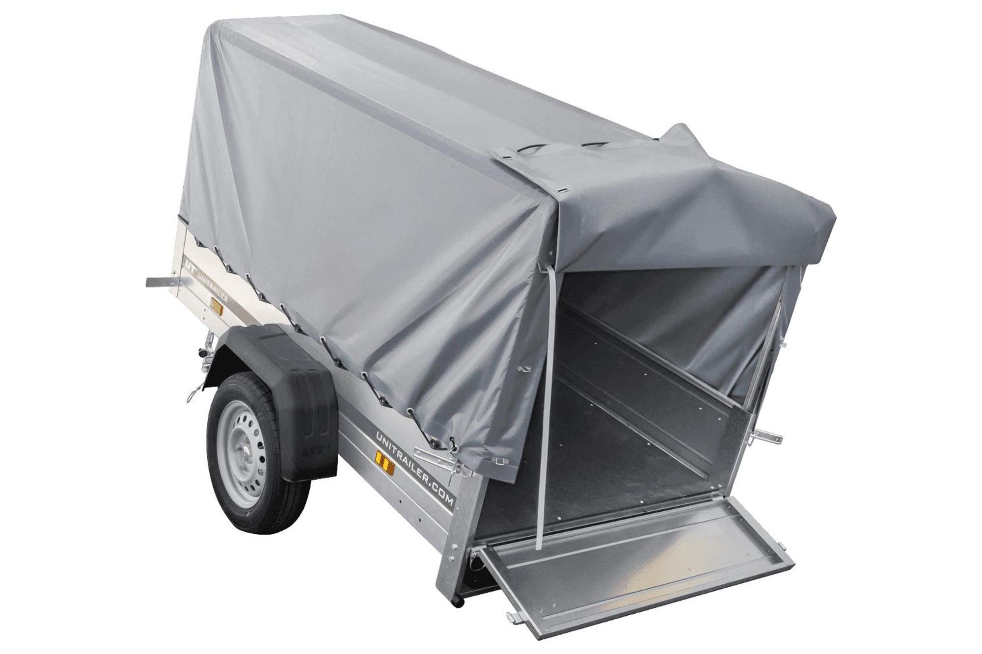 Tieflader Pkw Anhänger Garden Trailer 200 KIPP 200x106 cm 750 kg [mit Hochspriegel, Hochplane und Stützrad]