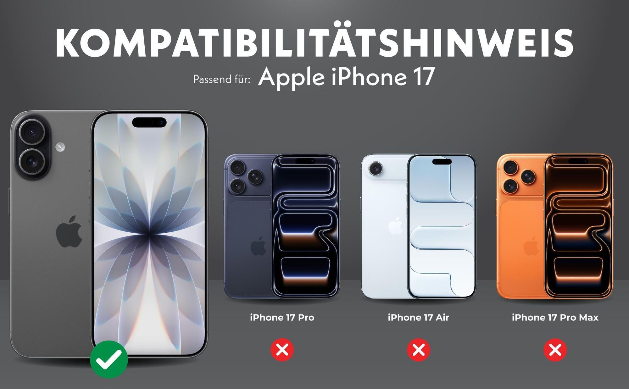 Kompatibilitätshinweise Linsenprotektoren für Apple iPhone 17