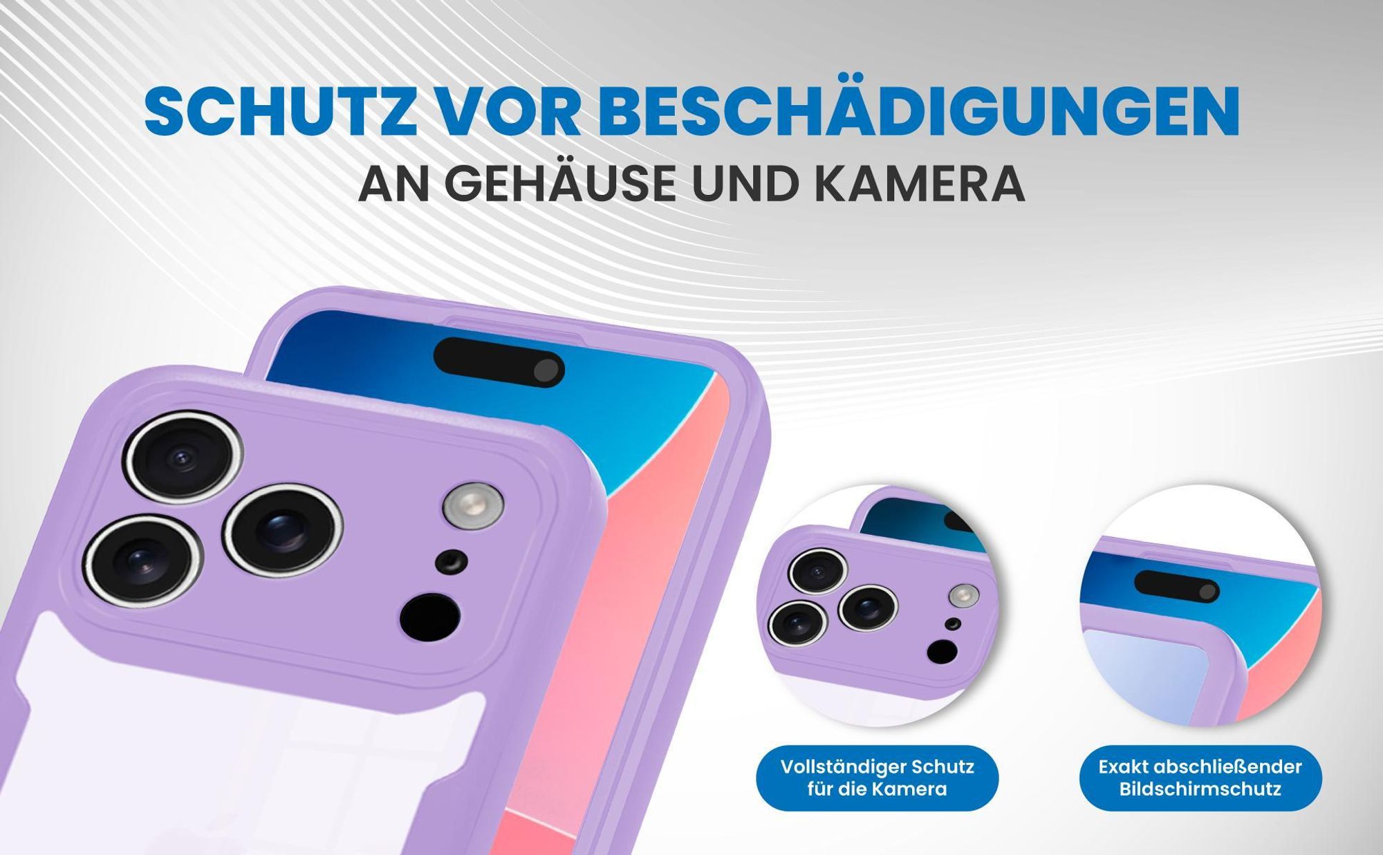 Violette 360 Grad Handyhülle für Apple iPhone 17 Pro Front und Backcover