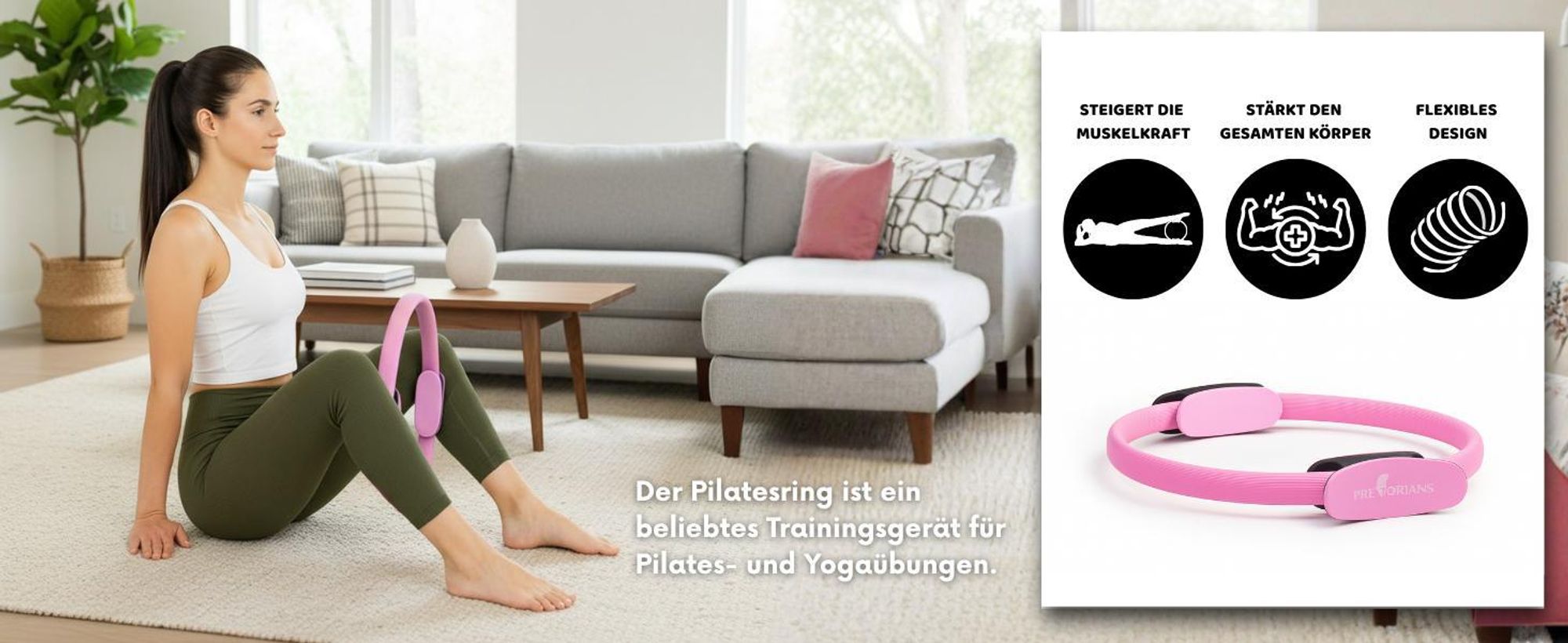 Pilates Ring mit Doppelgriff 36,5 cm bauchmuskeltraining Fitness Rosa
