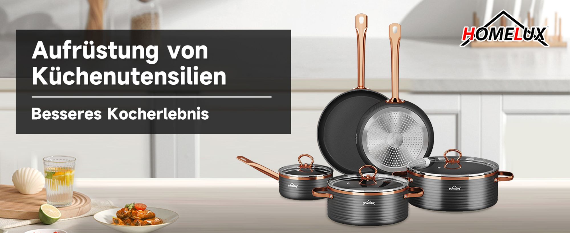 Topfsets 8-tlg Kochtopf Set Induktions mit Antihaftbeschichtung, Enthält 2 Bratpfannen & 3 Kochtöpfe, für Alle Herdarten Kochgeschirr Set