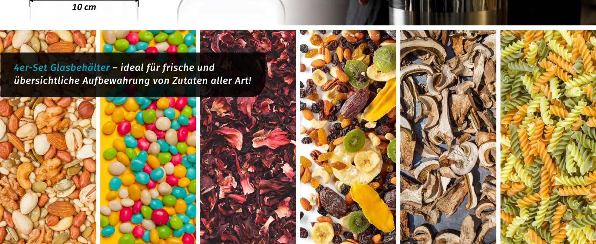 Arendo Vorratsgläser, Glasbehälter-Set 4x 1,2 L Borosilikat quadratisch mit Bambusdeckel, 4er Set, luftdicht, hitze & kältebeständig, Mikrowellen & spülmaschinengeeignet