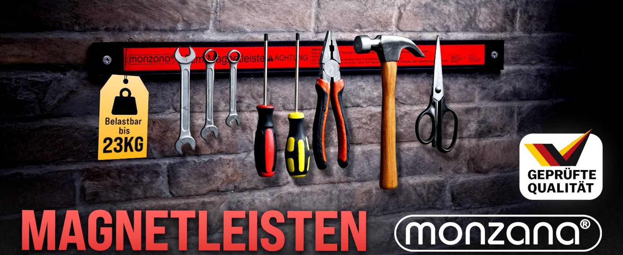 DEUBA® 3x Magnetleiste 60cm 23kg Tragkraft Magnetisch Werkzeugleiste Werkzeughalter Werkzeugwand Werkstatt Werkzeug Organizer inkl. Montagematerial