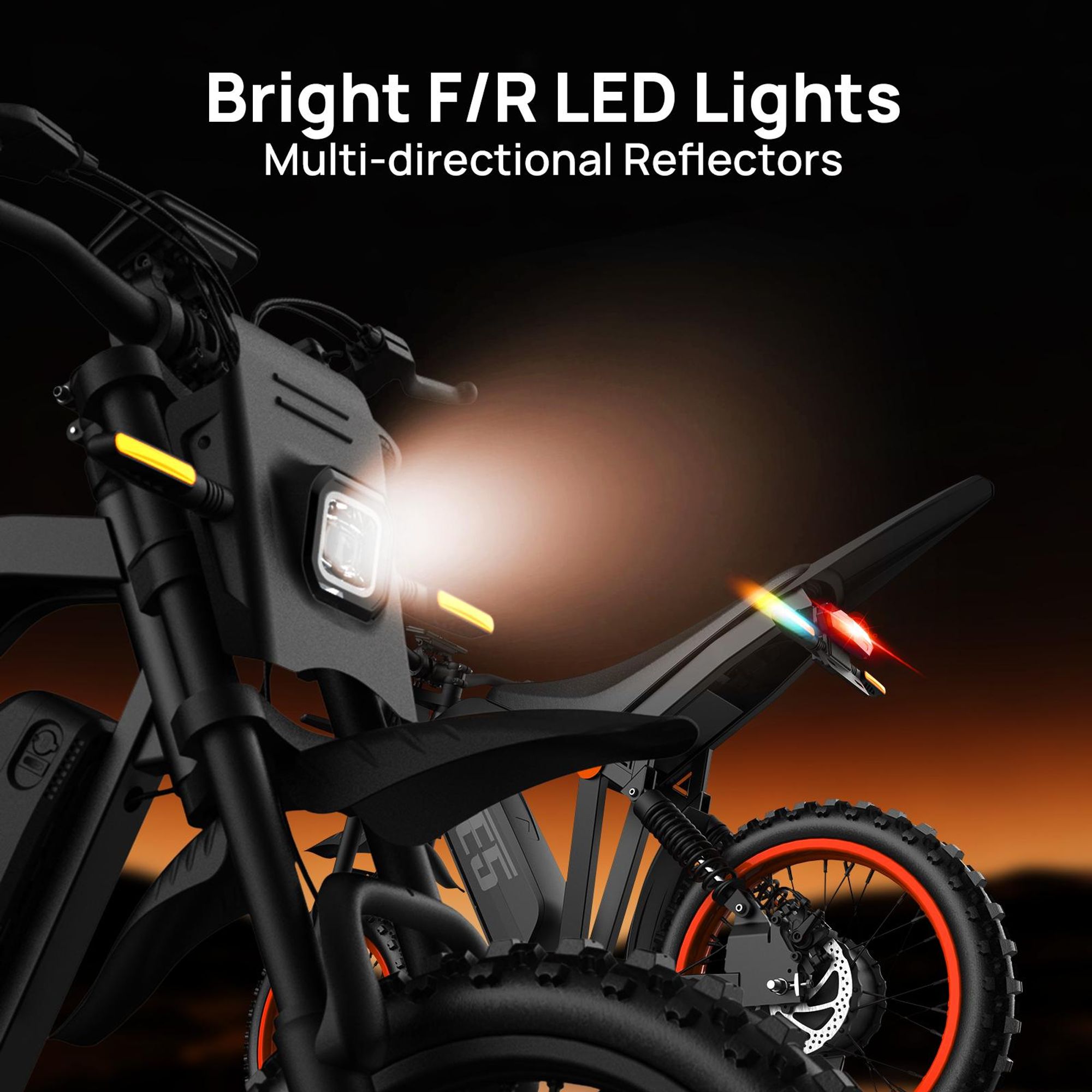 Elektromoped E-Roller 48V 20Ah Akku 80km Reichweite 14x3.0 Zoll Reifen Schwarz Orange