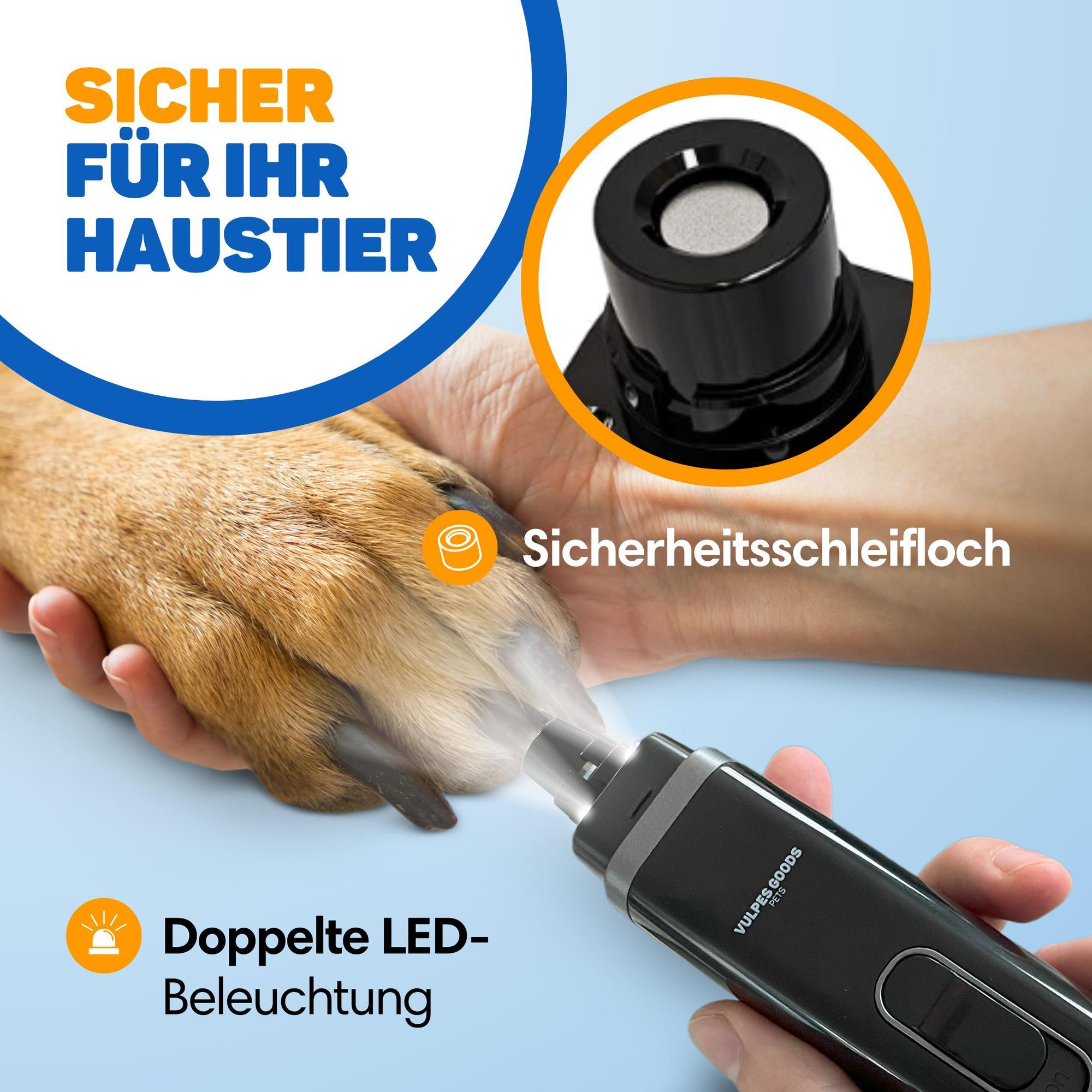 Vulpes Goods Hunde Katzen Krallenschleifer, Elektrische Nagelfeile Haustier, Nagelschleifer, Krallenschere