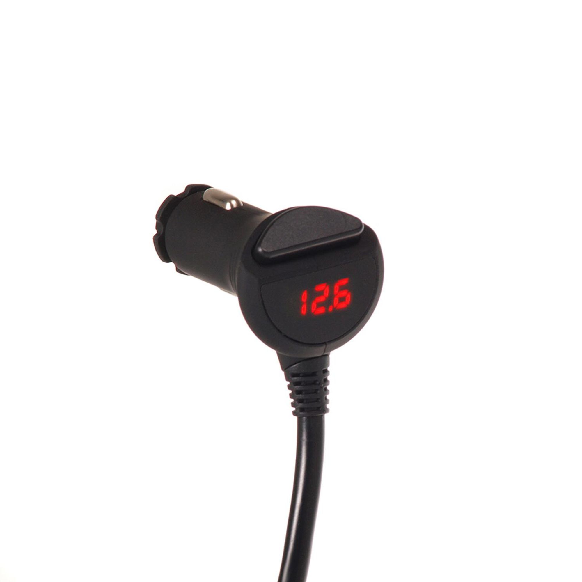 Maclean Auto-Zigarettenanzünder-Steckdosen-Verteiler Voltmeter 3 Zigarettenanzünder-Steckdosen 4xUSB 4,8A max 120W schwarz gummiert MCE117