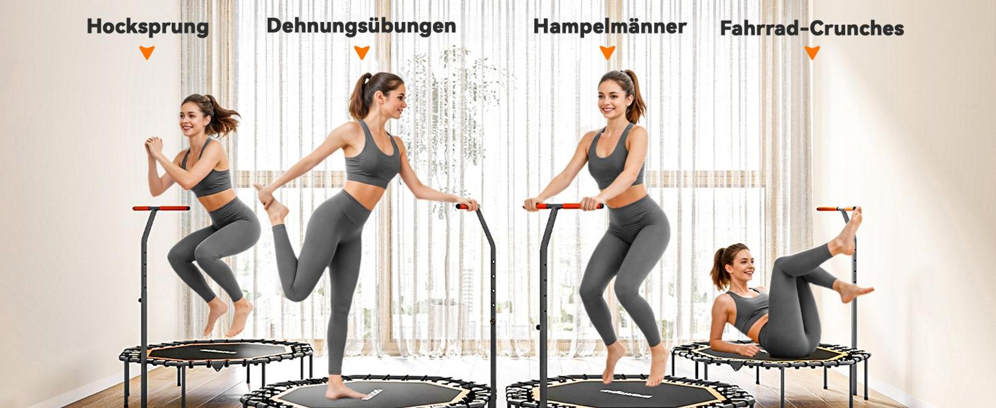 SPORTNOW Fitness Trampolin klappbar Ø128 cm Mini Trampoline mit Haltegriff