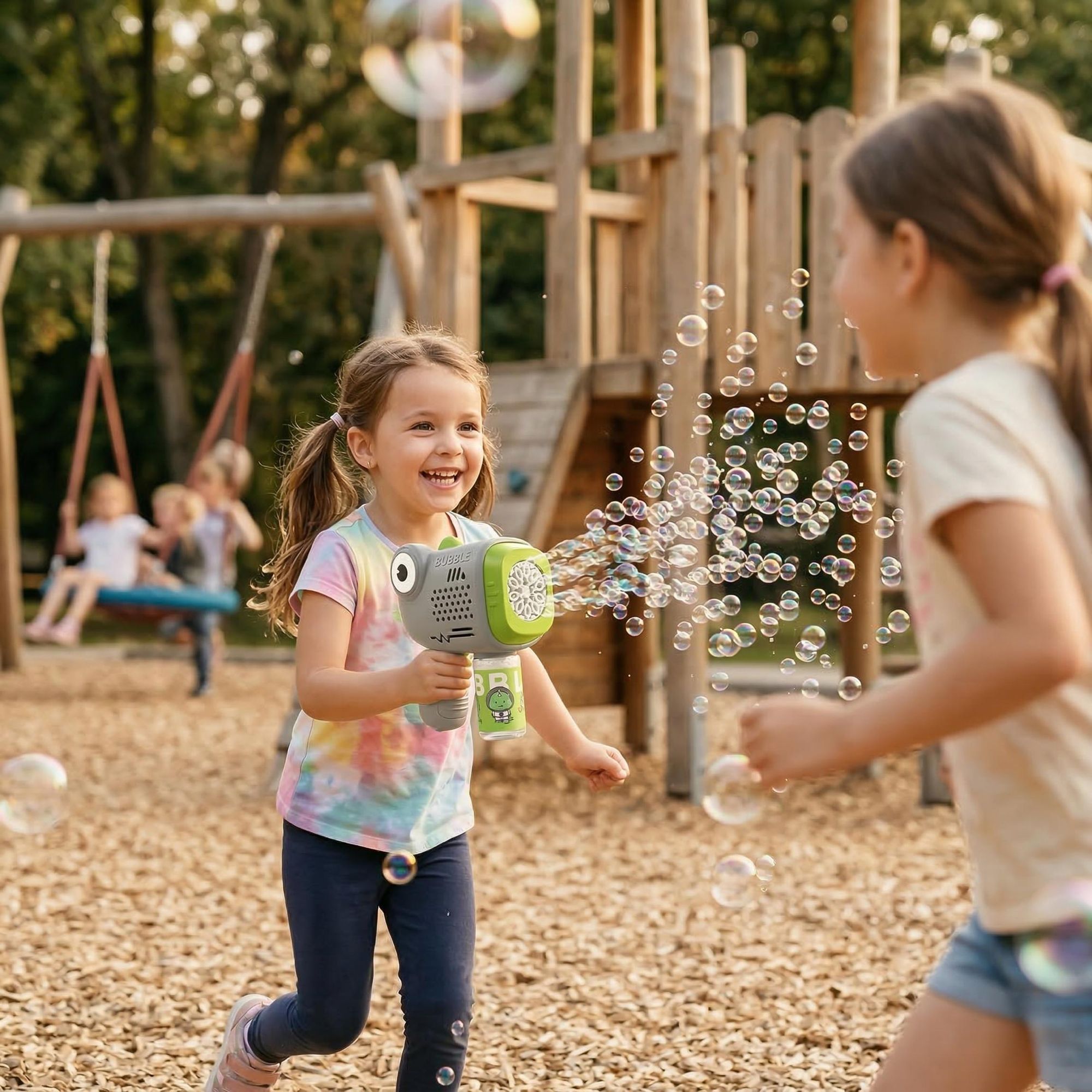 Seifenblasenpistole Dinosaurier Seifenblasenmaschine Dino Seifenblasengenerator mit Seifenblasenflüssigkeit Kinder Spielzeug | EVI