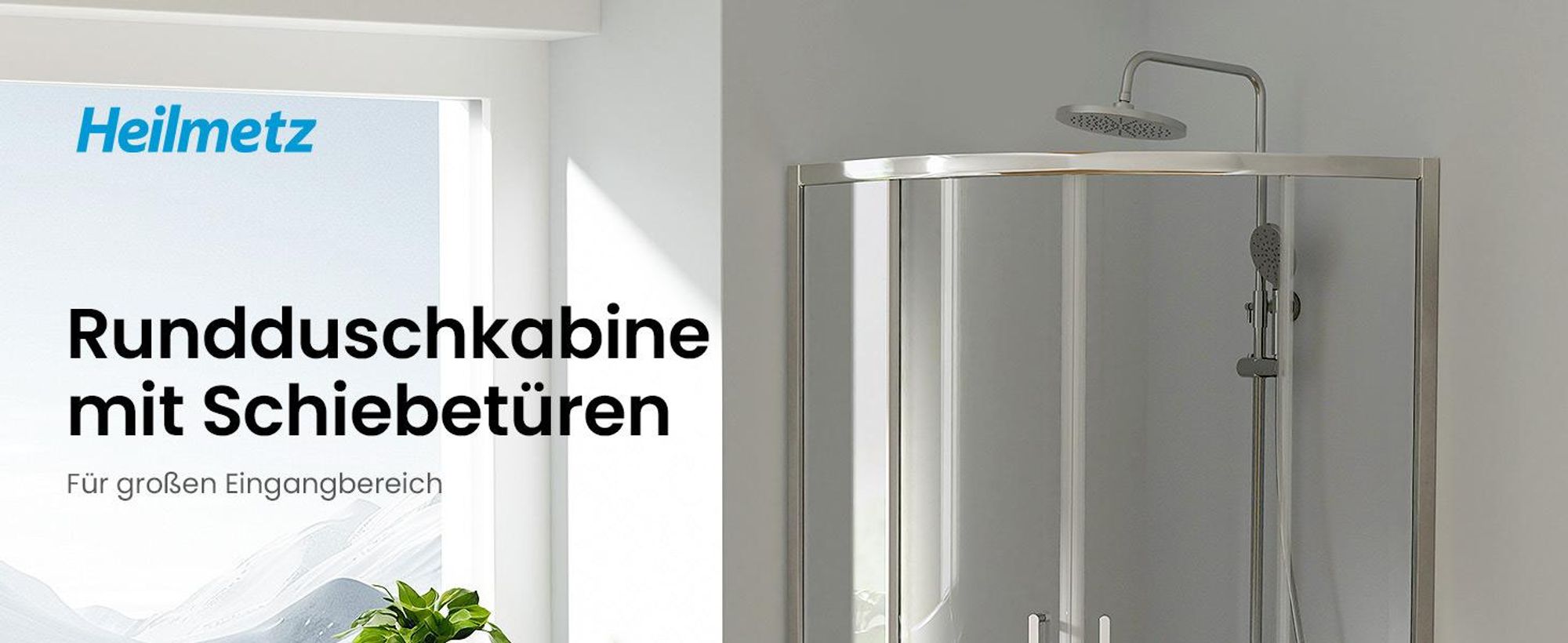 Heilmetz Duschkabine 90x90x195 cm Viertelkreis Runddusche Schiebetür, 5mm ESG Sicherheitsglas mit NANO-Beschichtung (Verstellbar)