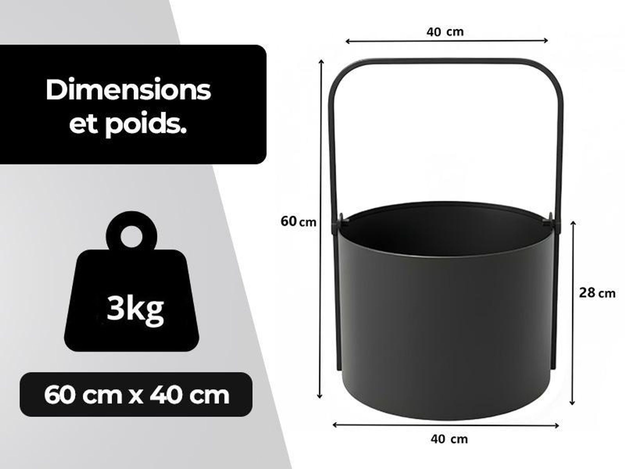 Holzkörbe, Kaminholzkorb aus Metall ⌀ 35 cm, Holzlager innen, Geschweißt - Sofort einsatzbereit, Pulverbeschichtet, Stabiler Holzständer