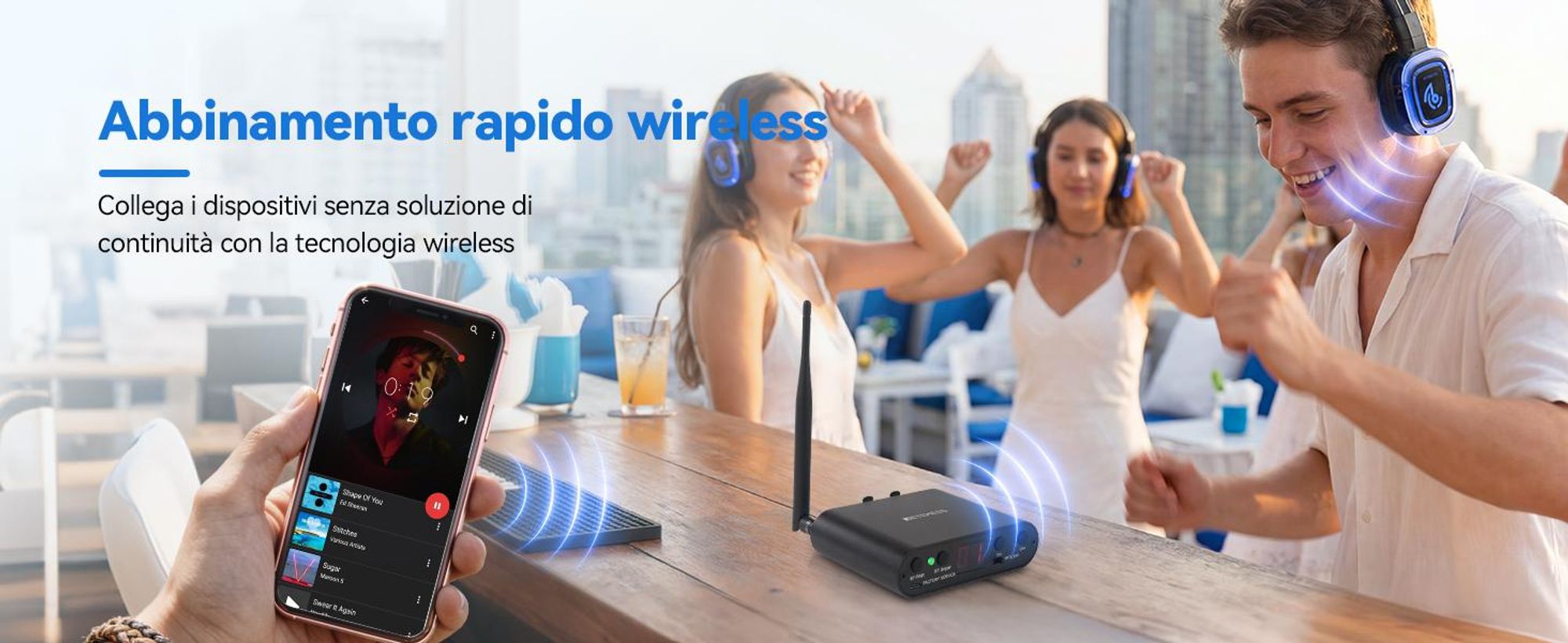 Retekess TA004S Silent Disco: cuffie wireless, sistema audio versione migliorata, 6 canali con Bluetooth, pieghevoli, per TV, yoga, meditazione