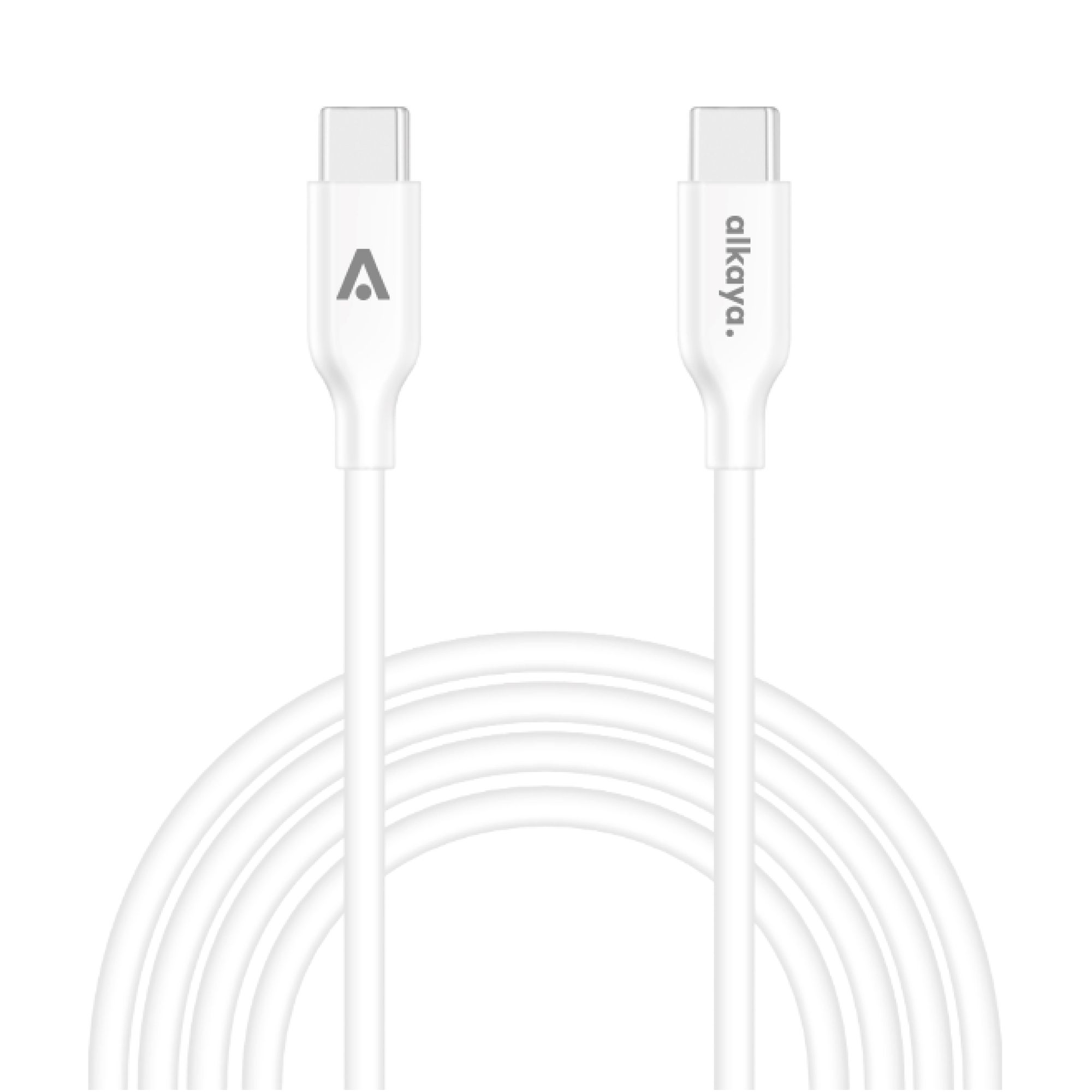 alkaya. Ladekabel USB-C, Datenkabel Silikon weiss, kompatibel mit Samsung, Xiaomi, Sony, Google, Huawei - 1m/65W