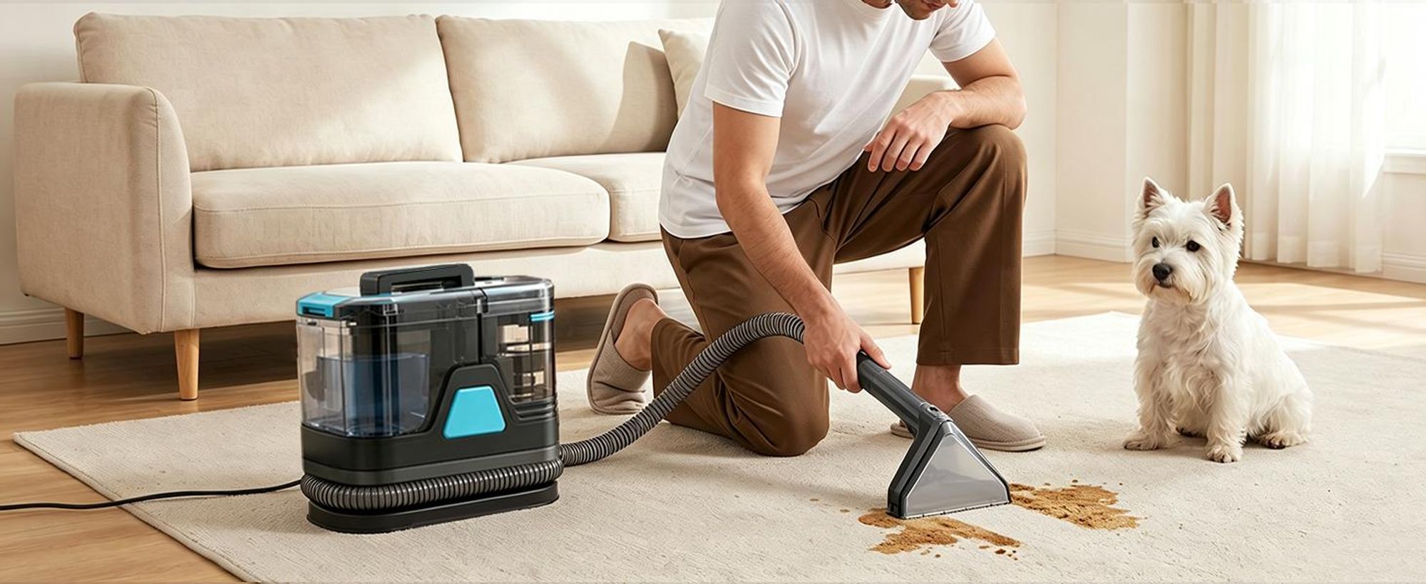 Grenintol Waschsauger 25.000 Pa, Teppichreiniger 400W, Nasssauger, 2 separate XL-Tanks 2,0L 0,8L, Polsterreiniger, Fleckenreiniger, Sofa Auto Matratze