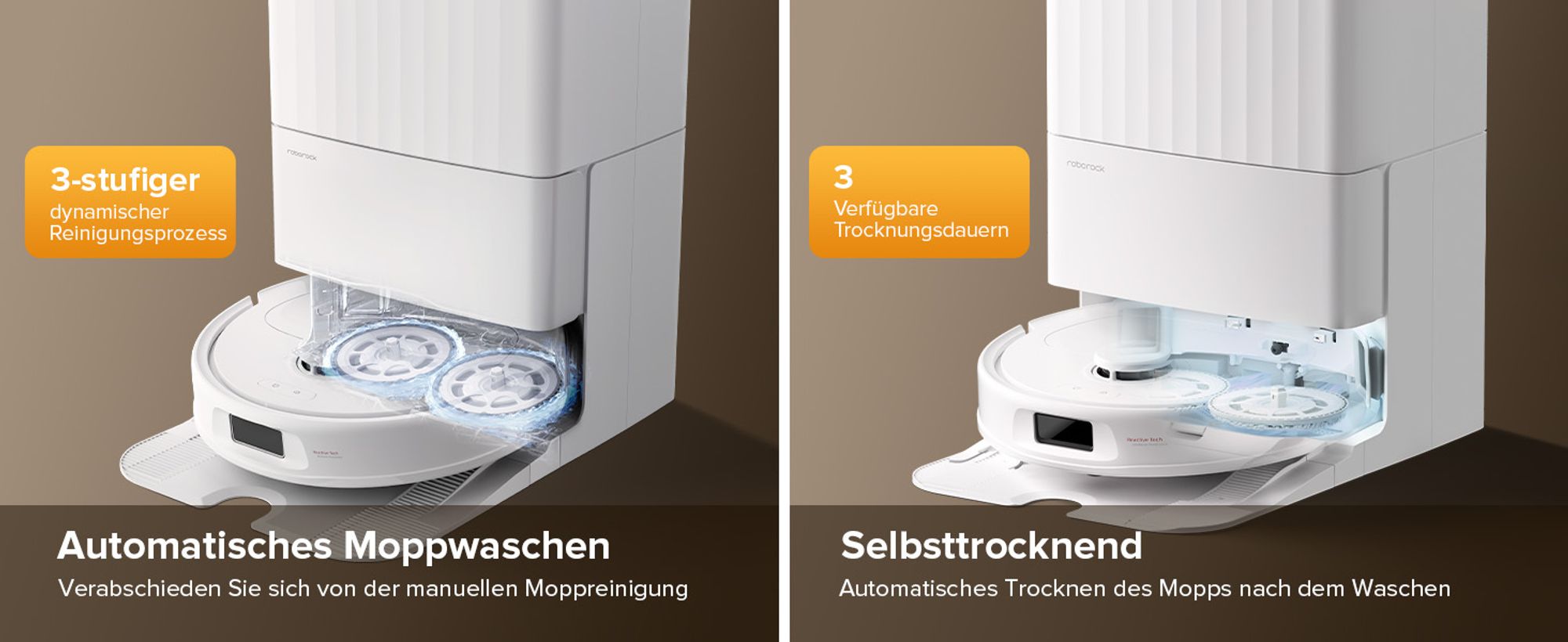 Roborock QV 35S Staubsauger Roboter, 10.000 Pa Saugroboter (Upgrade von Qrevo Plus), Anti-Tangle-Bürsten, Anhebbare Schleudermopps (Weiß)