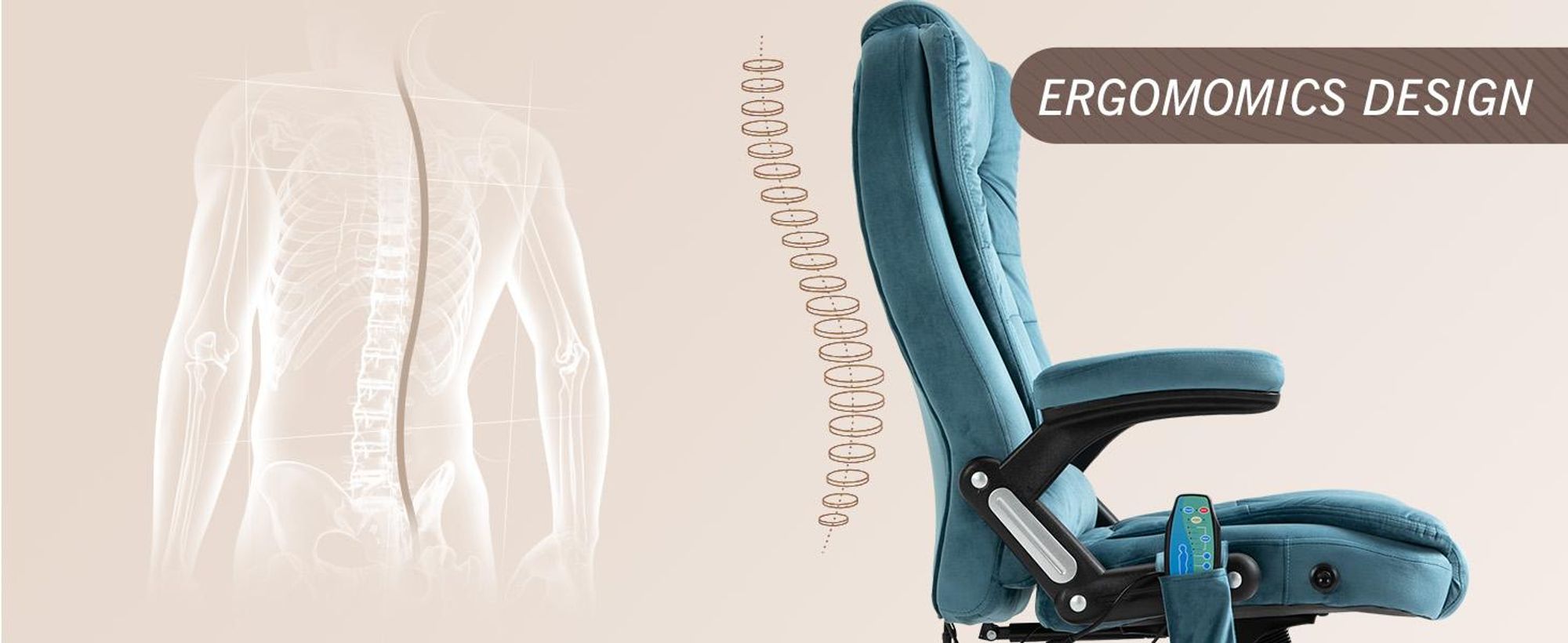 Fotel biurowy Vinsetto z funkcją masażu, ergonomiczny fotel biurowy z ogrzewaniem, funkcją odchylania, funkcją bujania, regulacją wysokości, obrotem o