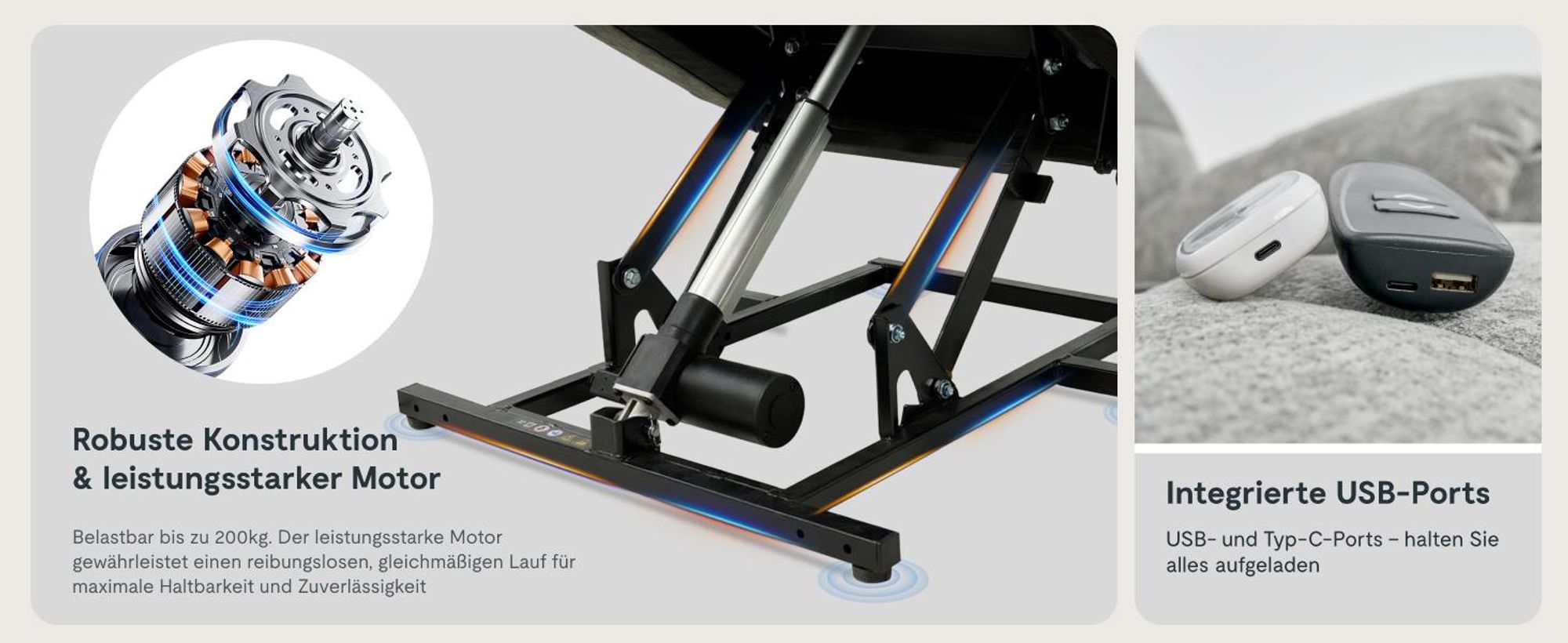 FLEXISPOT XL6 Elektrischer Massagesessel mit Aufstehhilfe, Heizfunktion, USB-Anschluss, 105°-165° verstellbar, belastbar bis 200 kg (Hellgrau)