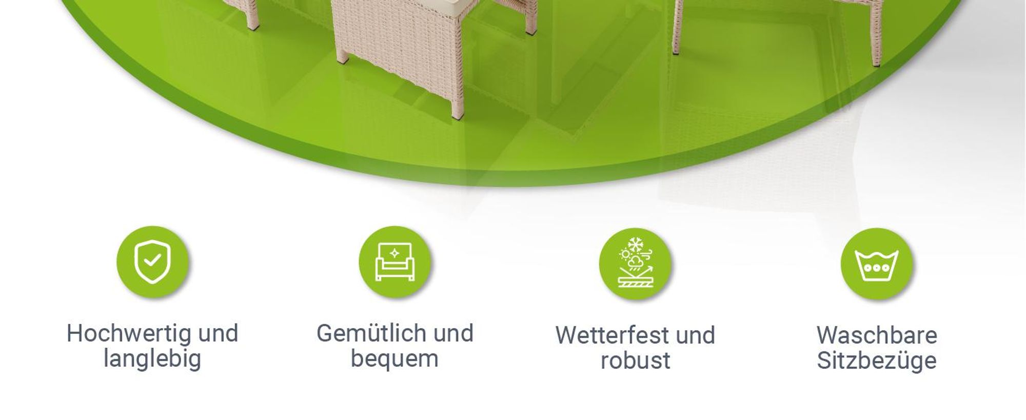 Juskys Polyrattan Gartenmöbel Sitzgruppe Turin Set 6 teilig - Outdoor Möbel Creme / Sand