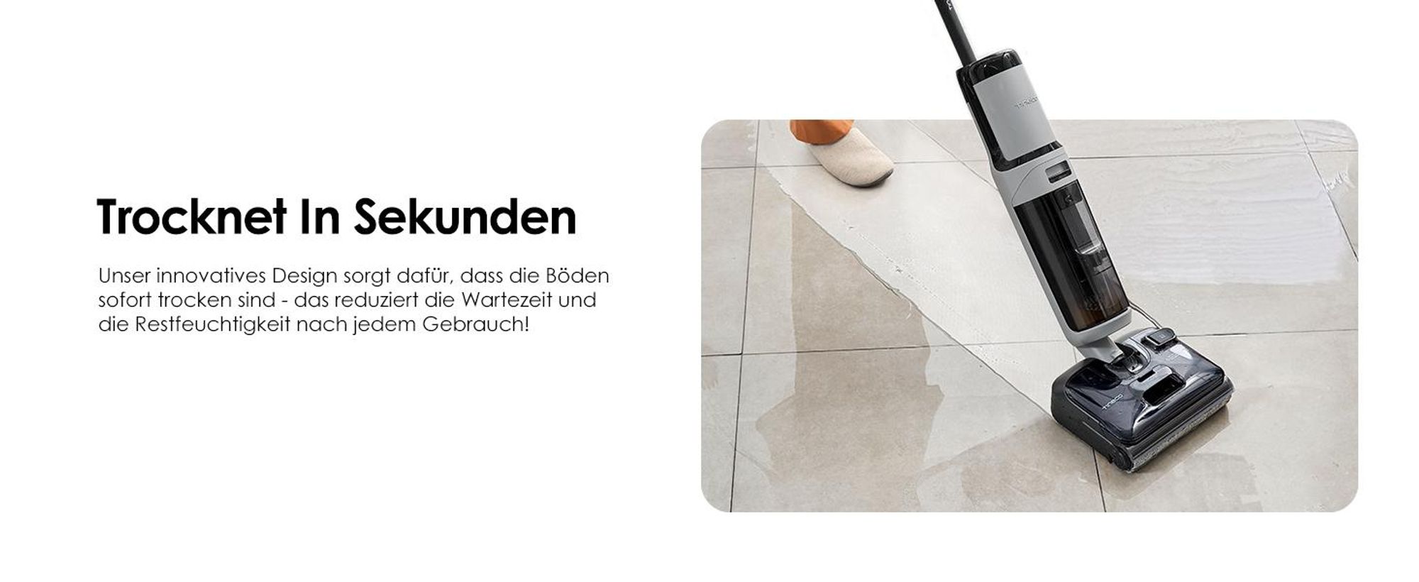 Tineco FLOOR ONE i5 Stretch Nass Trockensauger, 180° Lay-Flat Waschsauger, 20kPa Saugkraft, Beidseitige Kantenreinigung, 30 Min, Anti-Tangle