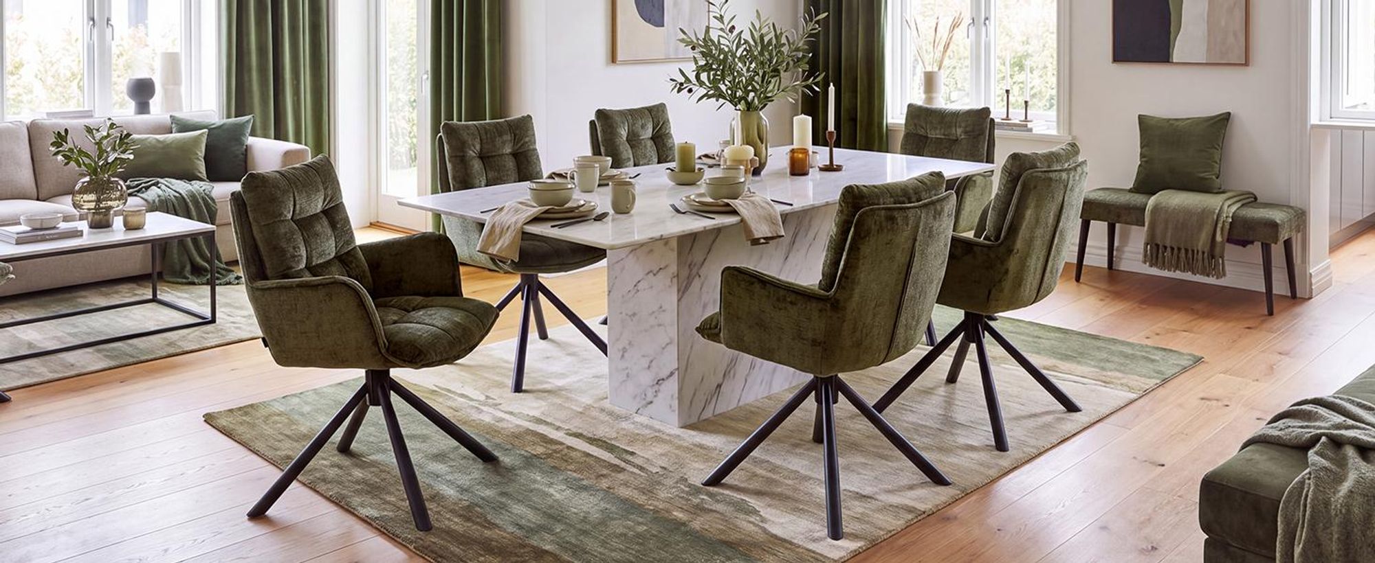 Duhome Sedia da pranzo girevole a 360° Set di 2 poltrone lounge Sedia in ciniglia con funzione di ritorno per ufficio, cucina, soggiorno, camera da letto, verde