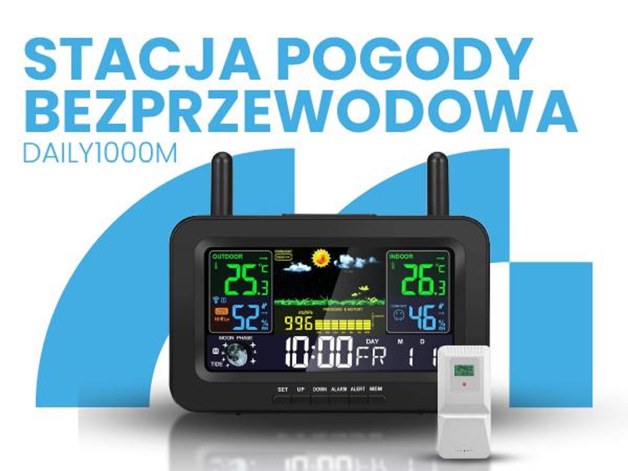 Stacja pogodowa bezprzewodowa termometr barometr daily1000m