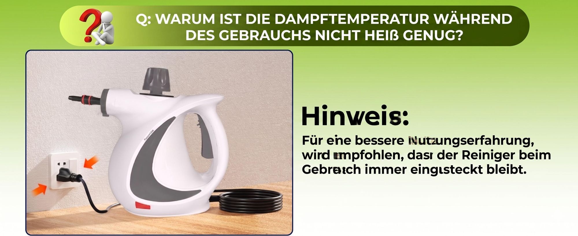 1300W Natürlicher Dampfreiniger mit Druck für mehrere Oberflächen, mit 12 Zubehörteilen, Mehrzweck-Dampfgarer für den Heimgebrauch, zur Reinigung