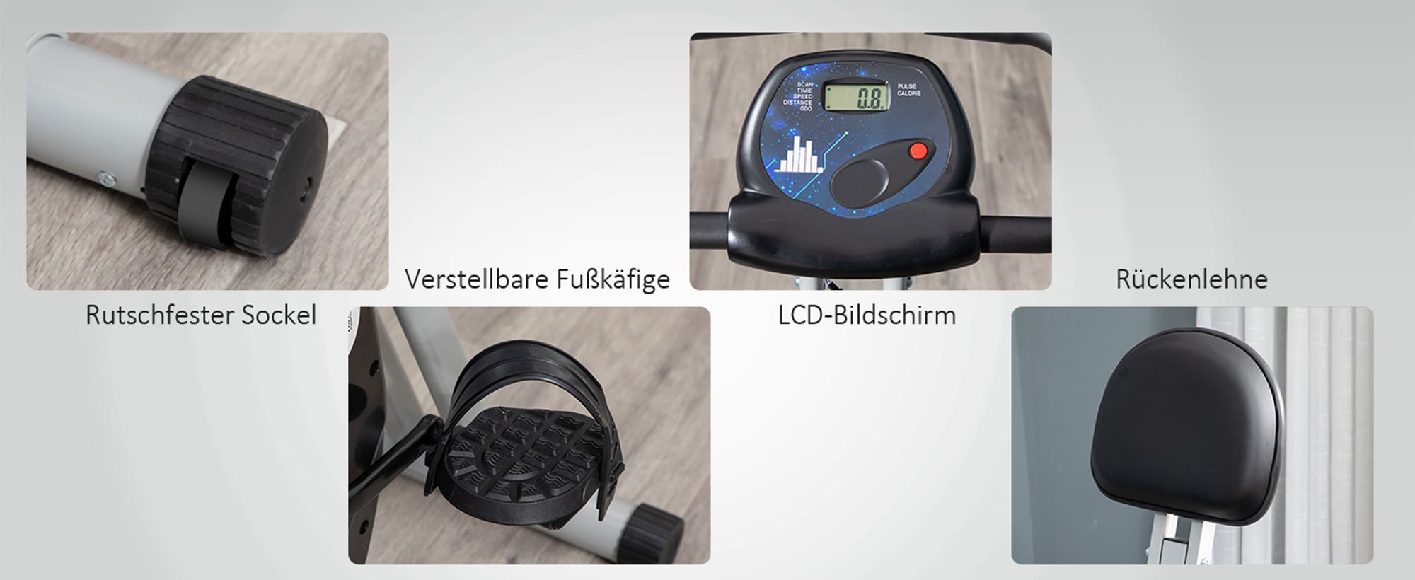 HOMCOM Heimtrainer F-Bike Fahrradtrainer mit 8 stufig Magnetwiderstand Schwarz