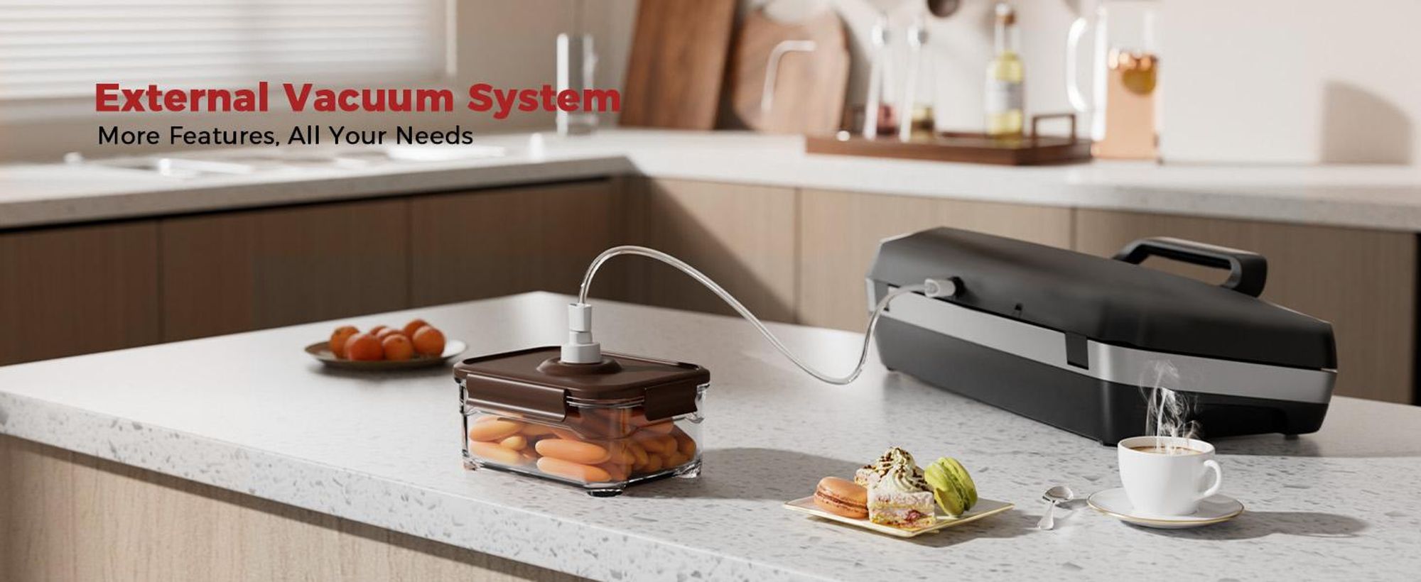 Vakuumiergerät 230W, 10-in-1 Vakuumierer, 30 cm Breite, 12 mm Doppelschweißnaht, 95kPa Saugkraft, für Trocken/Feucht/Flüssig, Langzeitbetrieb geeignet