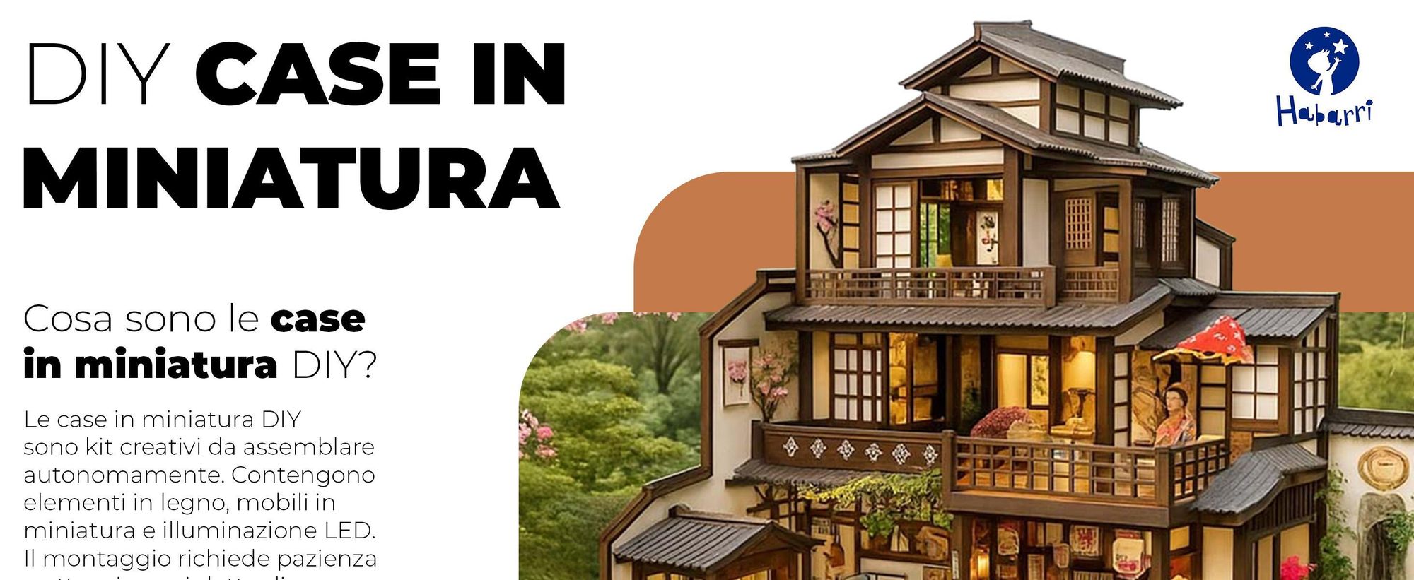 Casa in Miniatura, Habarri, Casa Delle Bambole, DIY, Casa in Legno, Regalo per Bambini