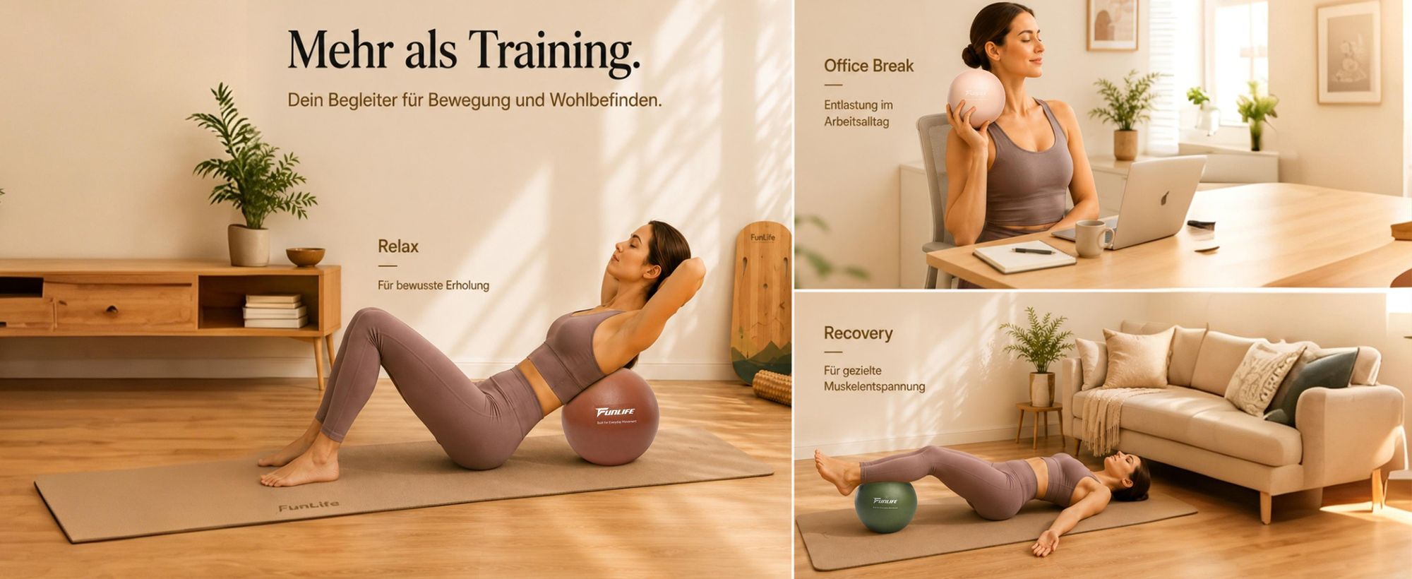 Vielseitiger Pilatesball für Training, aktive Pausen, Entspannung und bewusste Erholung.