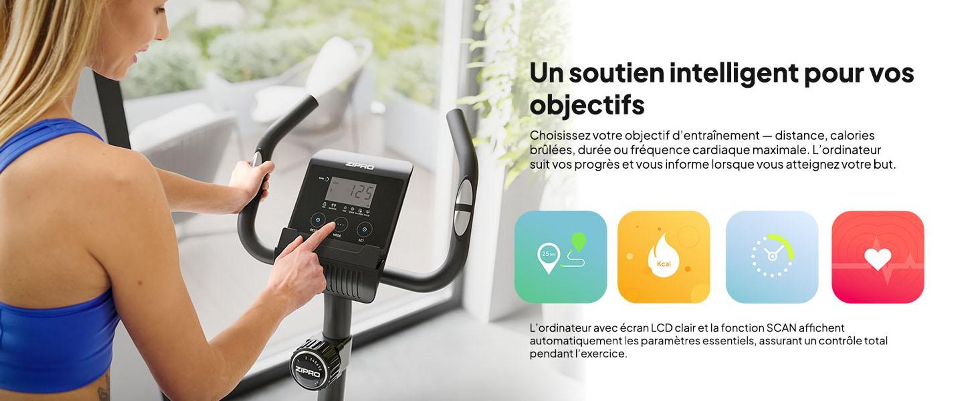 Zipro Adultes Vélo d'appartement magnétique Beat jusqu'à 120kg, noir, One Size, taille unique