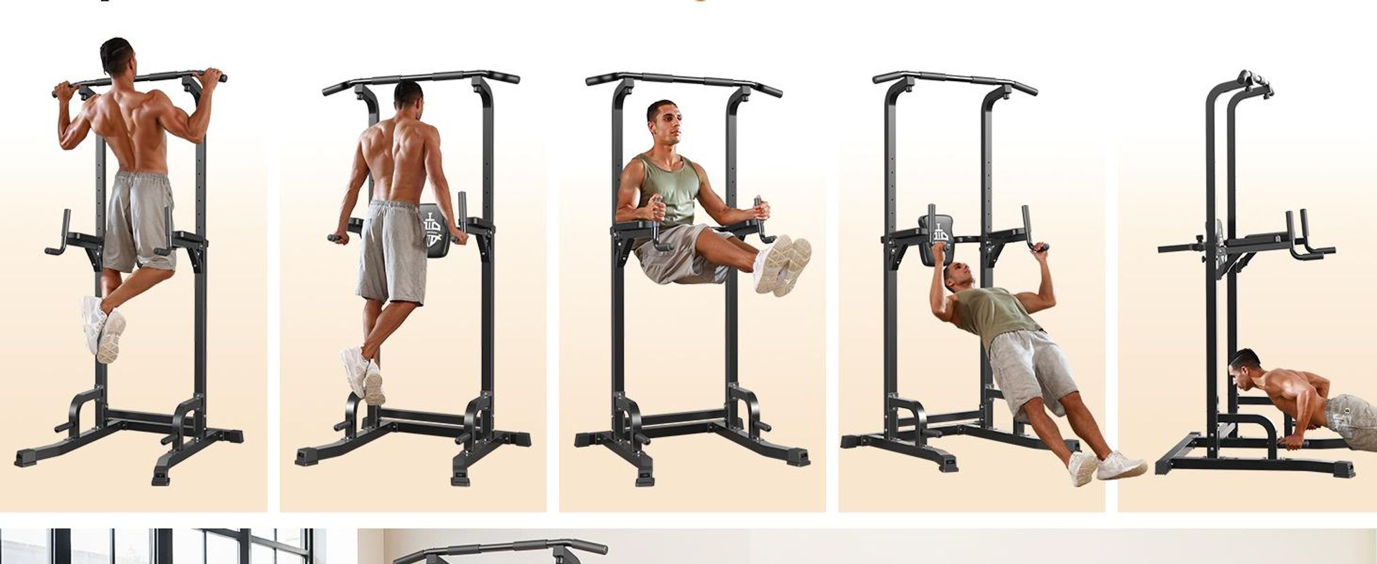 Sportsroyals Power Tower, Dip-Station, Klimmzugstange für das Krafttrainingsgerät im Heim-Fitnessstudio, 204 kg  126x35.5x15cm