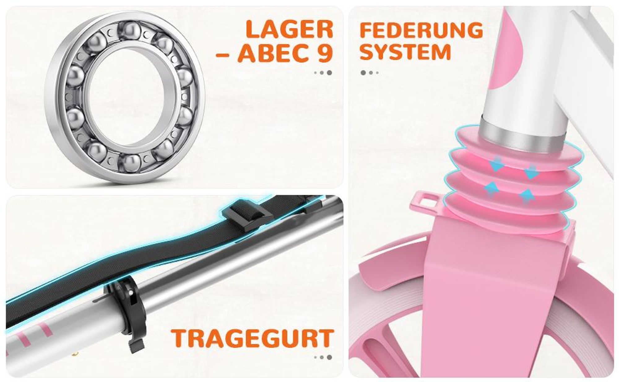 WAYPLUS Klapproller ab 6 J. bis 109 kg, 20 cm ABEC-9 Räder, 4-fach höhenverstellbarer T-Lenker, stabiler Freizeitroller für Kinder & Jugendliche
