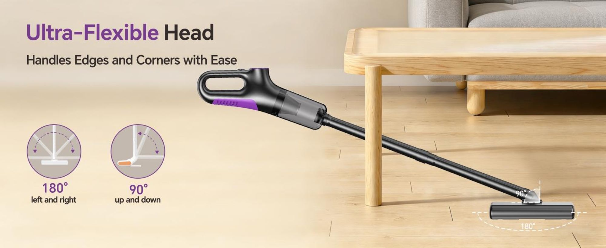 2-in-1 Tragbar Handstaubsauger, 15000Pa Kabelloser Staubsauger, Stabstaubsauger mit LED-Anzeige, HEPA-Filter, Staubsauger für Zuhause & Hartholzboden